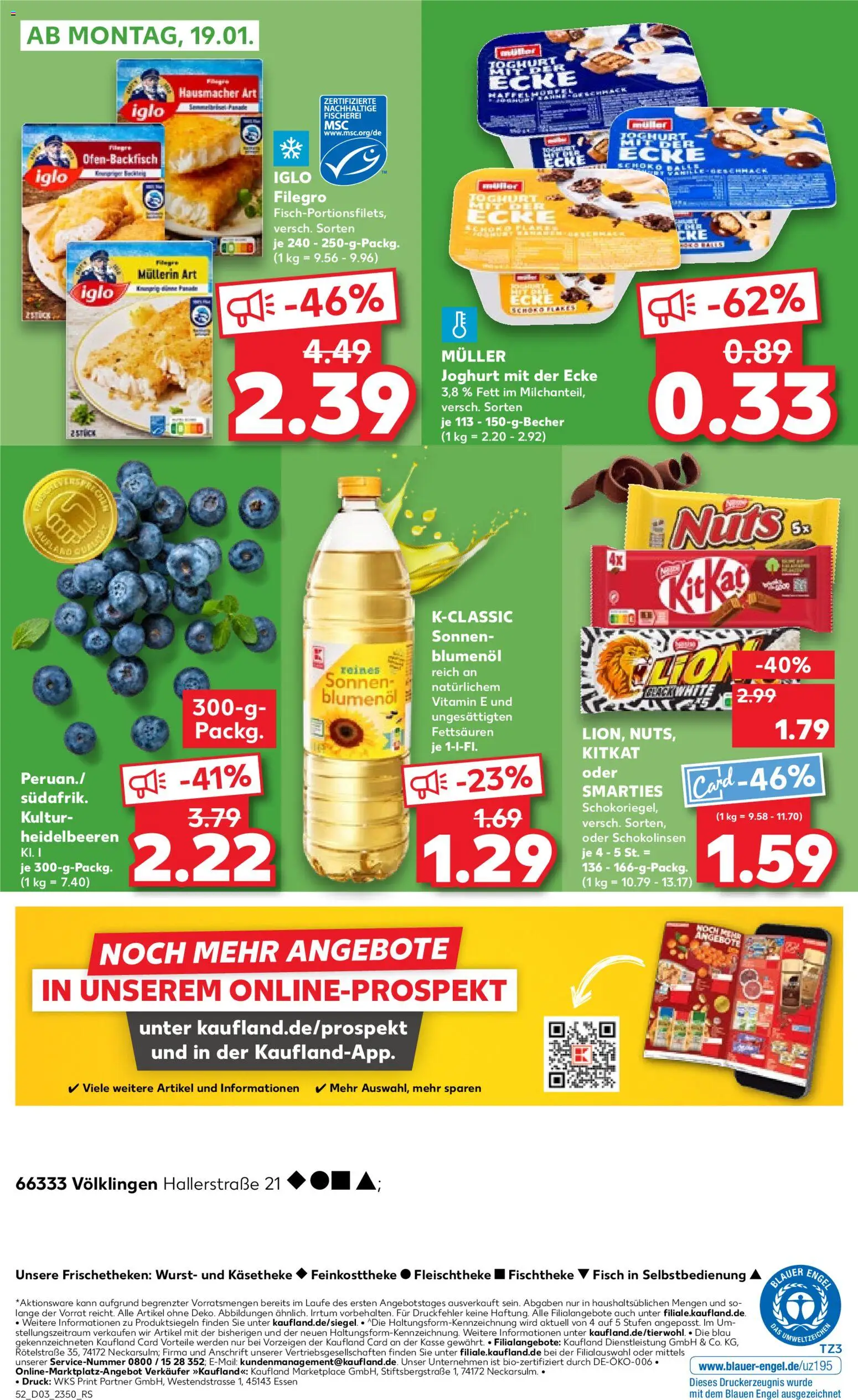 Kaufland prospekt Völklingen	 – gültig ab 15.01.2026 | Seite: 52 | Produkte: Joghurt, Heidelbeeren, Fisch, Wurst