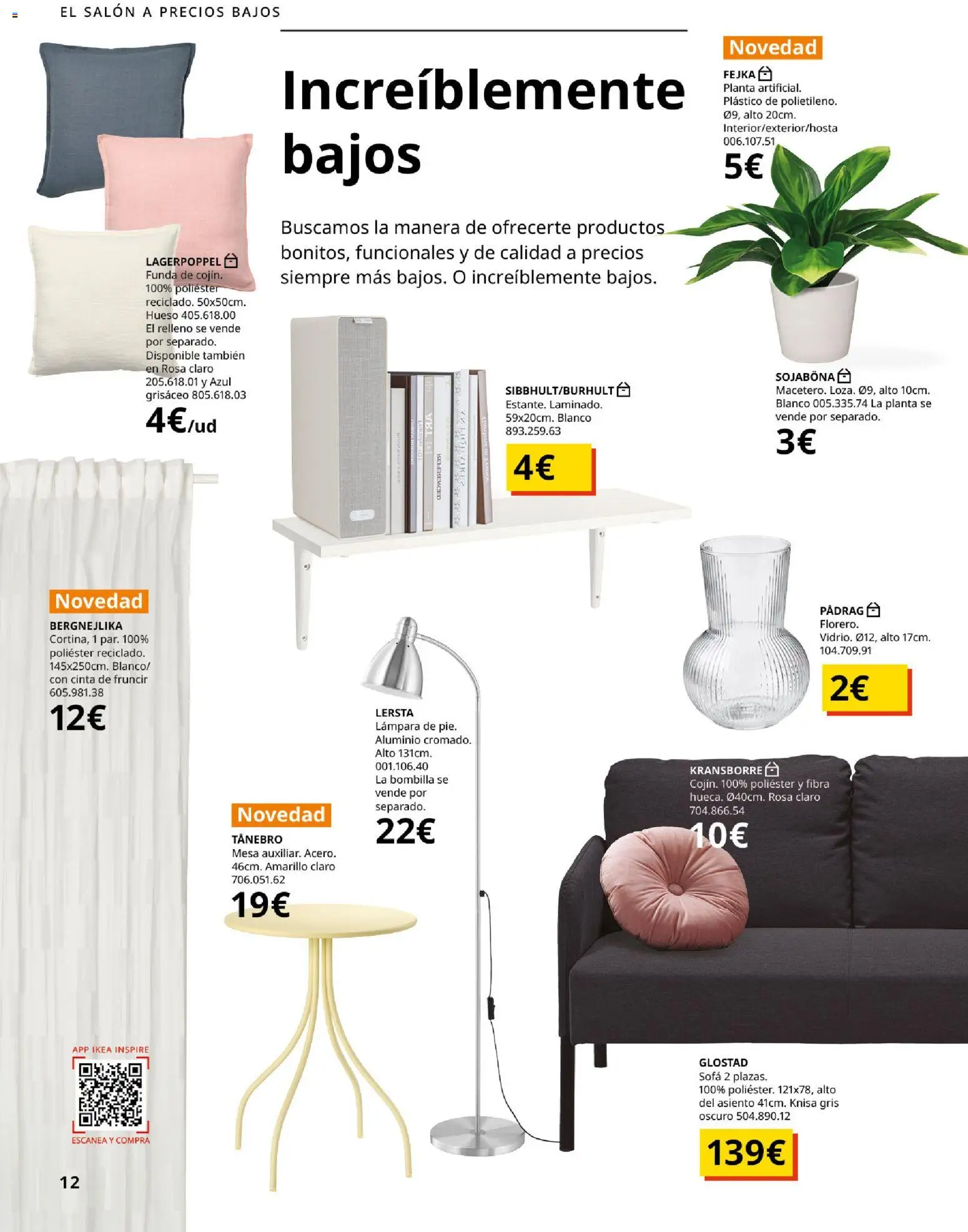 IKEA - Precios bajos │ válido desde el 13.04.2026 | Página: 12 | Productos: Funda, Bombilla, Mesa, Lámpara