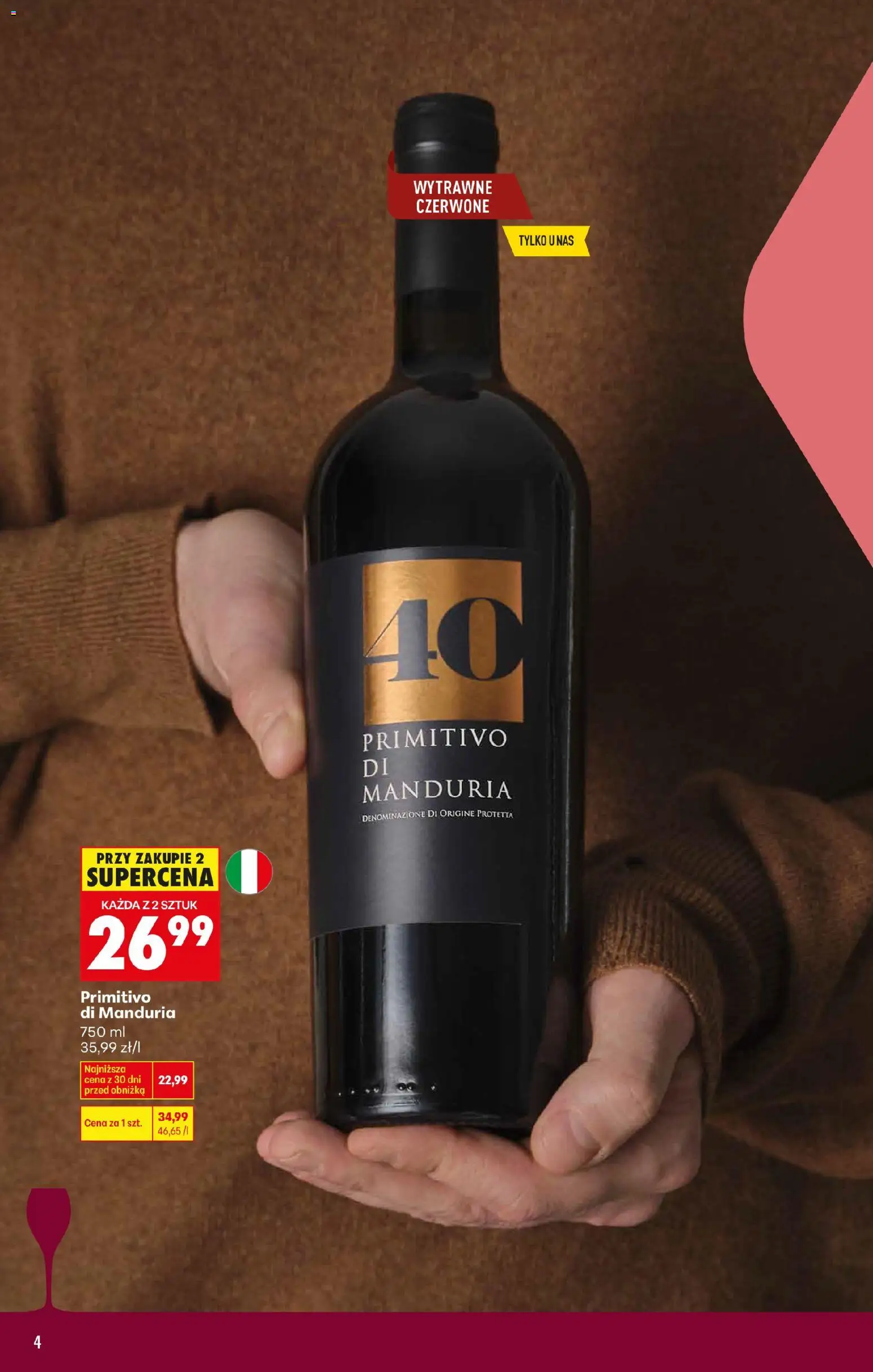 Biedronka gazetka - Czas na toast od 26.01.2026 | Strona: 4 | Produkty: Primitivo Di Manduria