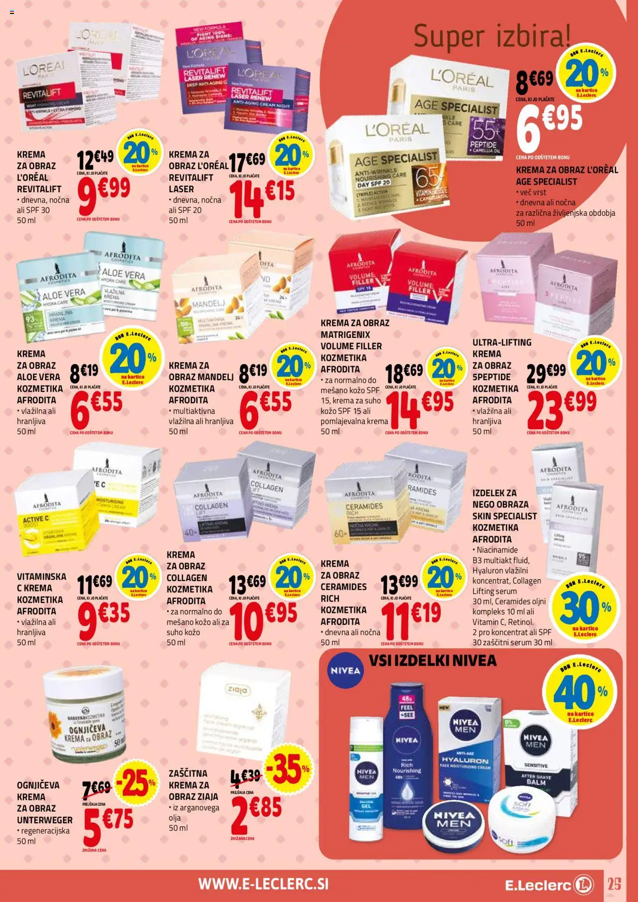 Novi E.leclerc katalog ponudbe – veljaven od 10.09.2025 | Stran: 25 | Izdelki: Krema, Krema za obraz