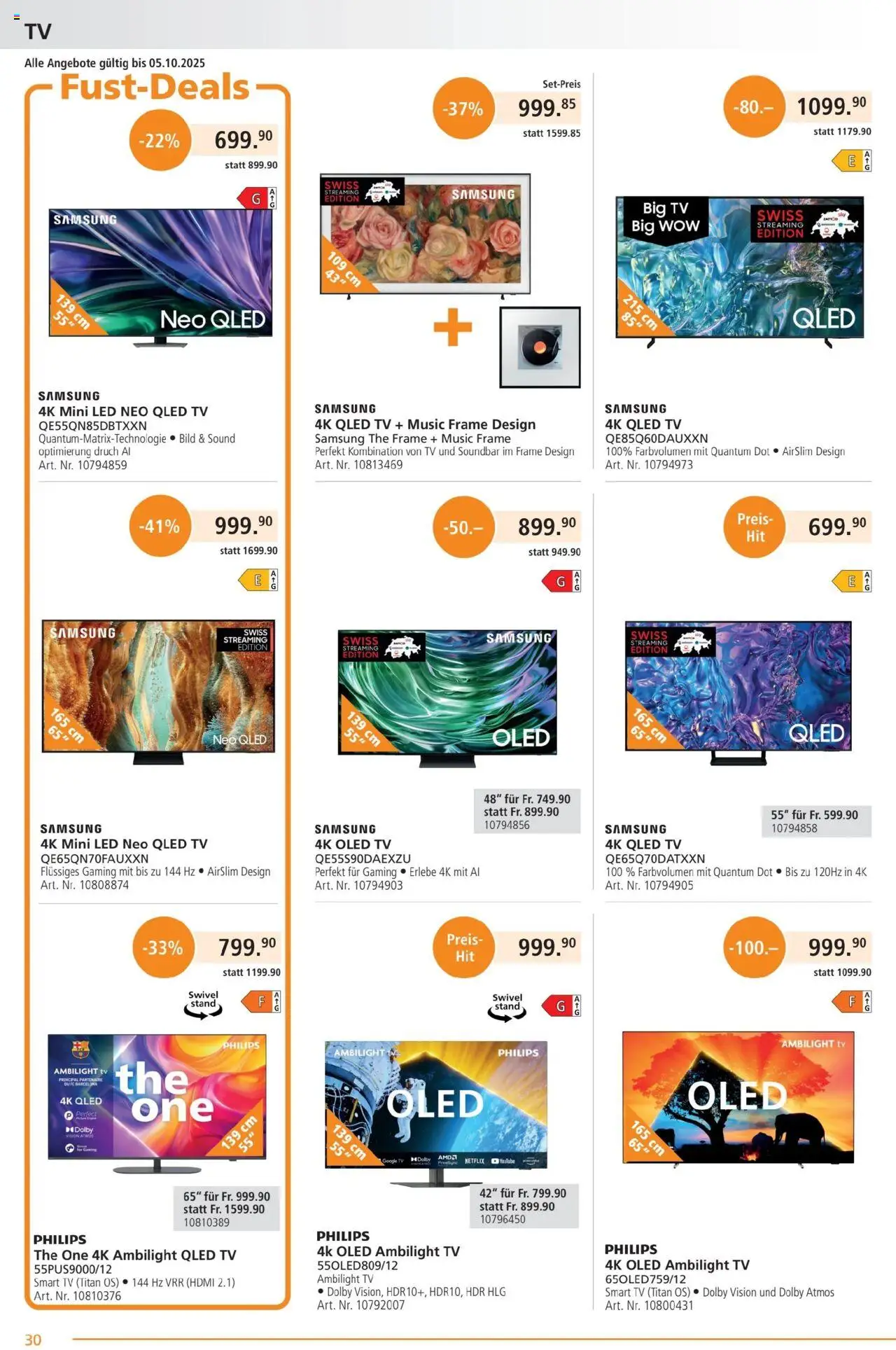 Fust Aktionen – gültig ab 22.09.2025 | Seite: 30 | Produkte: Soundbar, TV, Samsung, Philips