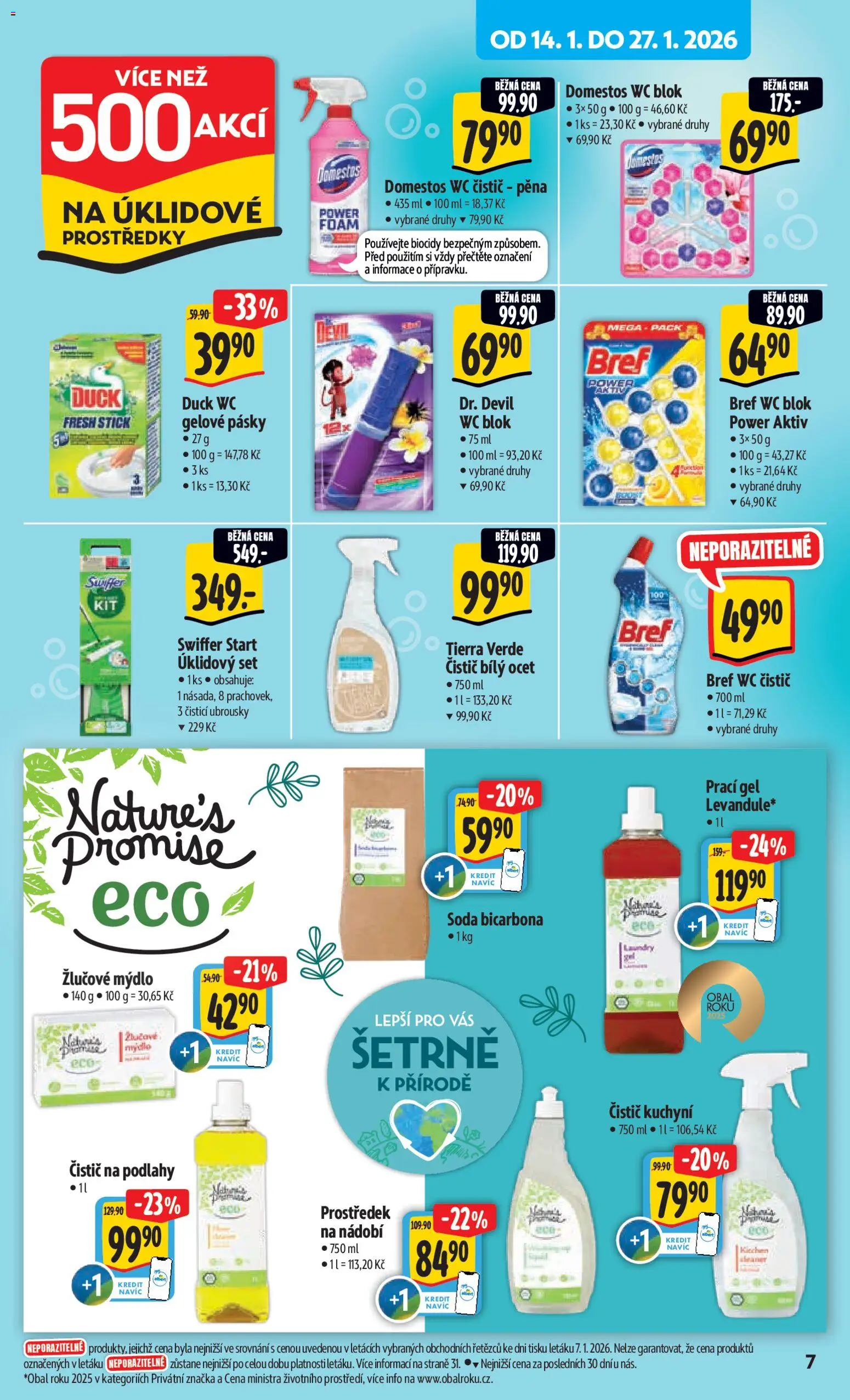 Albert leták - Hypermarket od 14.01.2026 | Strana: 12 | Produkty: Ubrousky, Domestos, Wc, Bílý ocet