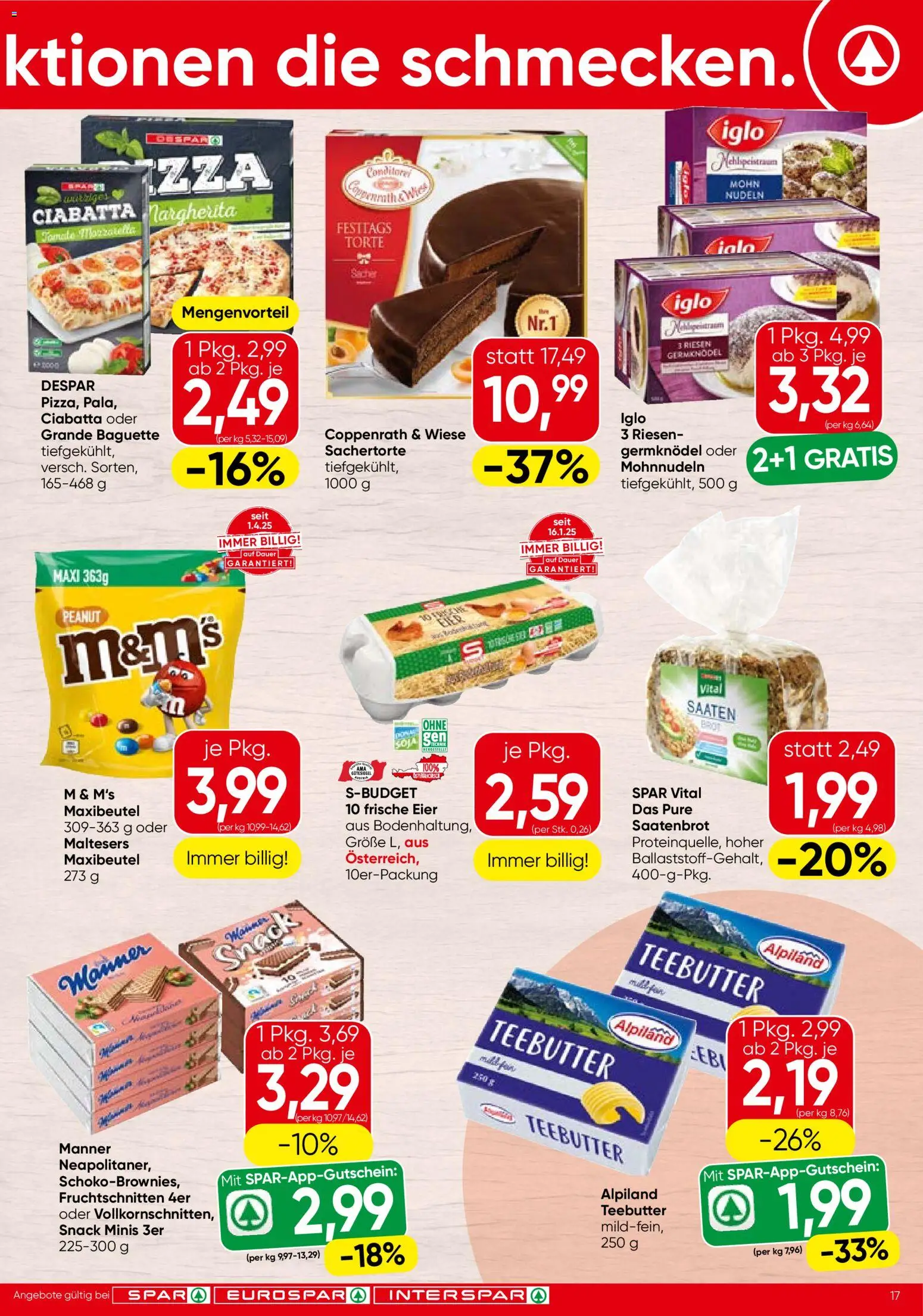 Spar Flugblatt - Burgenland gültig ab 23.10.2025 | Seite: 17 | Produkte: Jääkaappipakastin, Eier, Brot, Nudeln
