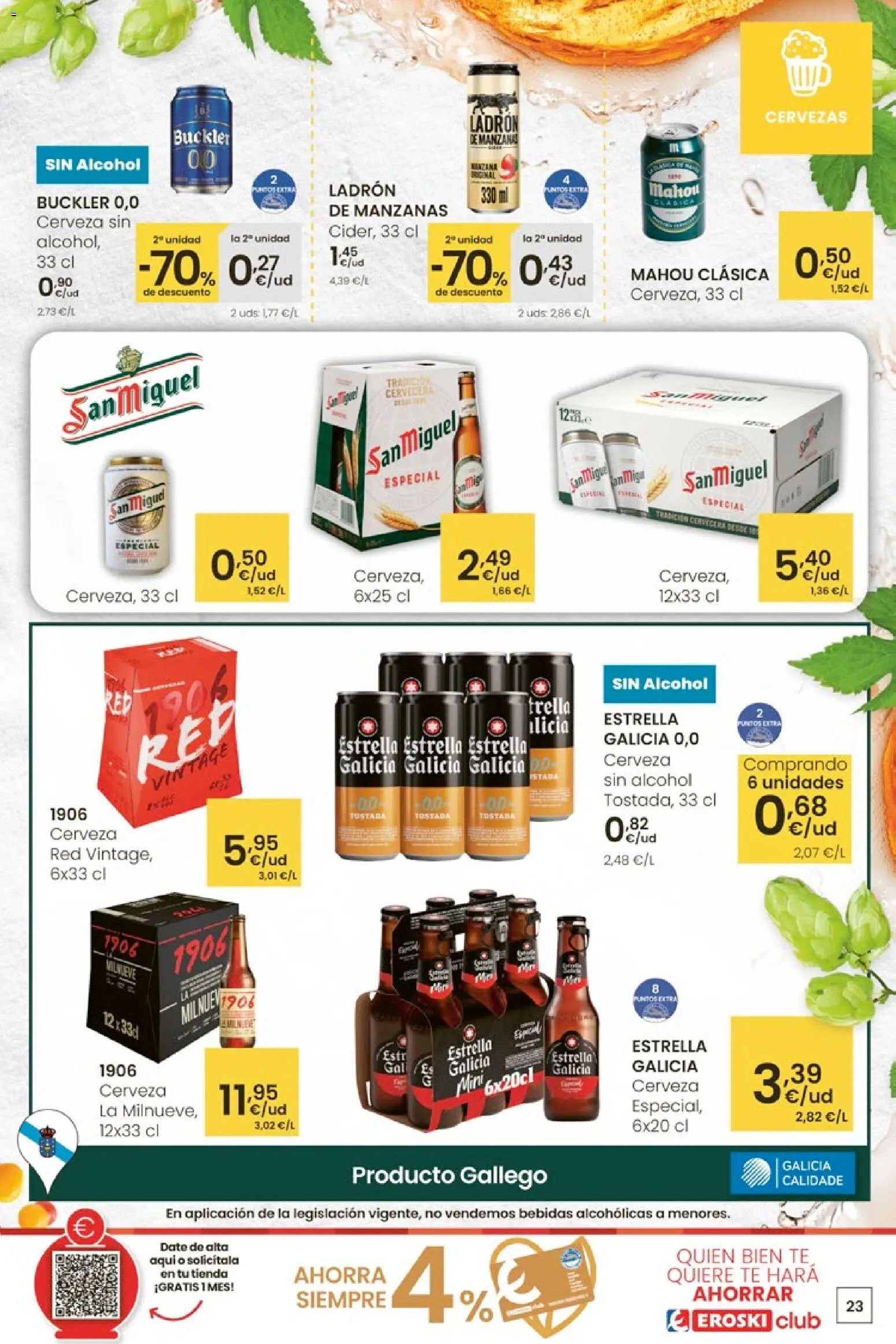 Eroski - Adelántate a la Navidad │ válido desde el 13.11.2025 | Página: 23 | Productos: Cerveza sin alcohol, Cerveza, Manzanas, Té