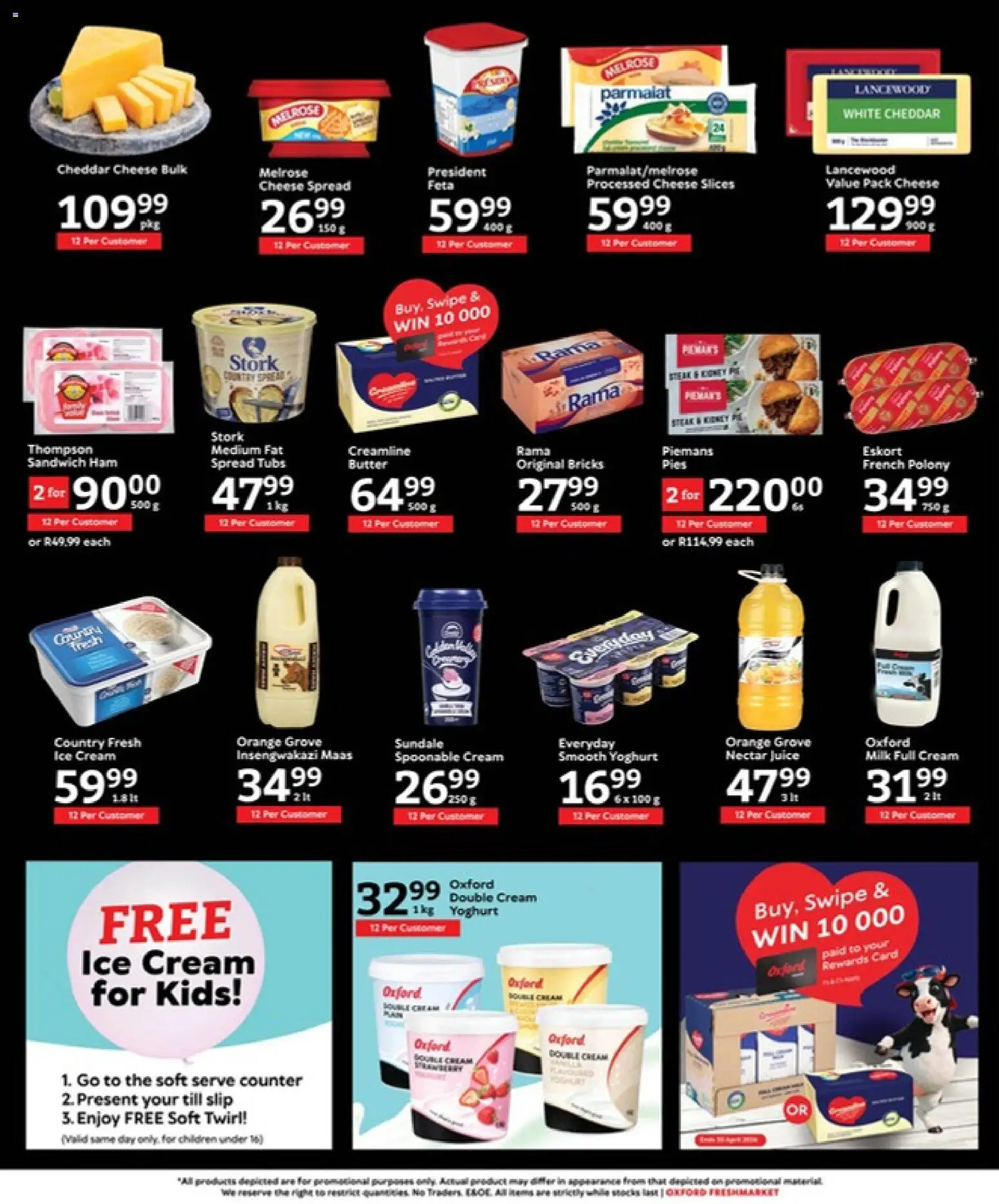 New Oxford Freshmarket catalogue – valid from 22.04.2026 | Page: 12 | Products: Butter, Cheese, Ham, Ice cream