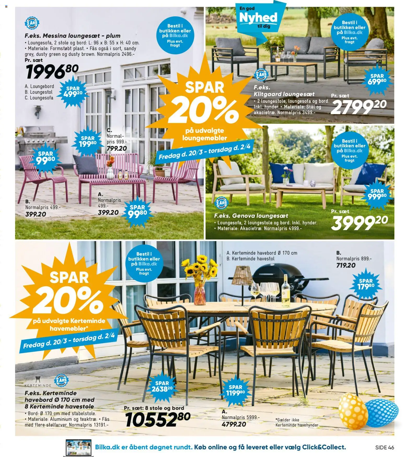 Bilka tilbudsavis – gyldig fra 20.03.2026 | Side: 19 | Produkter: Bord, Havestole, Loungemøbler, Loungesæt