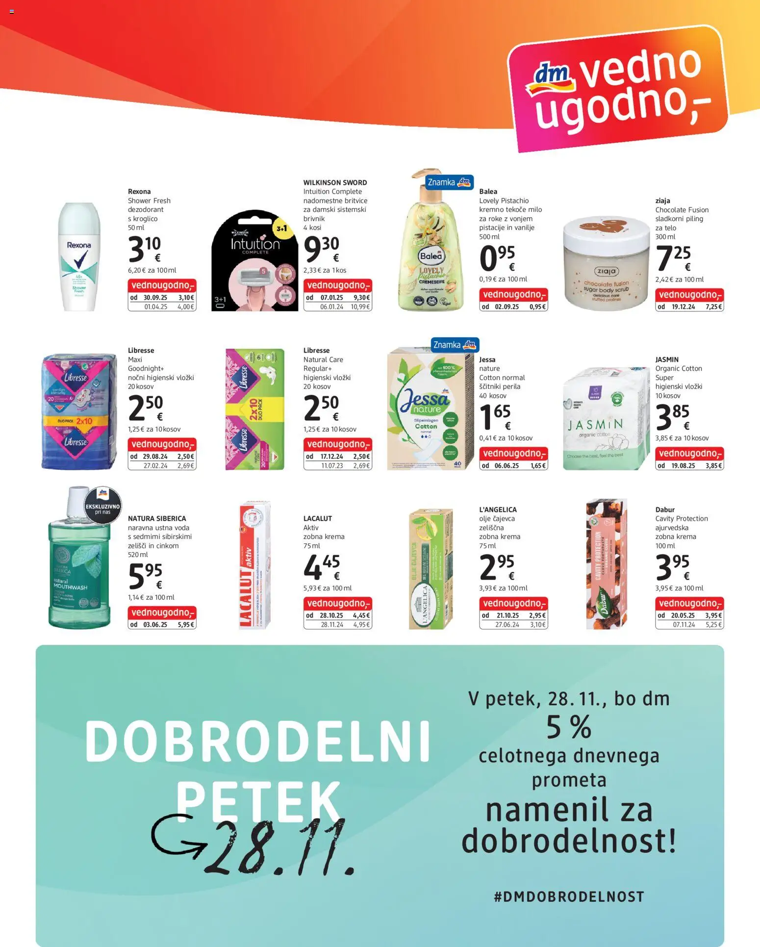 Novi DM Drogerie Markt katalog ponudbe – veljaven od 17.11.2025 | Stran: 3 | Izdelki: Higienski vložki, Piling, Milo, Brivnik