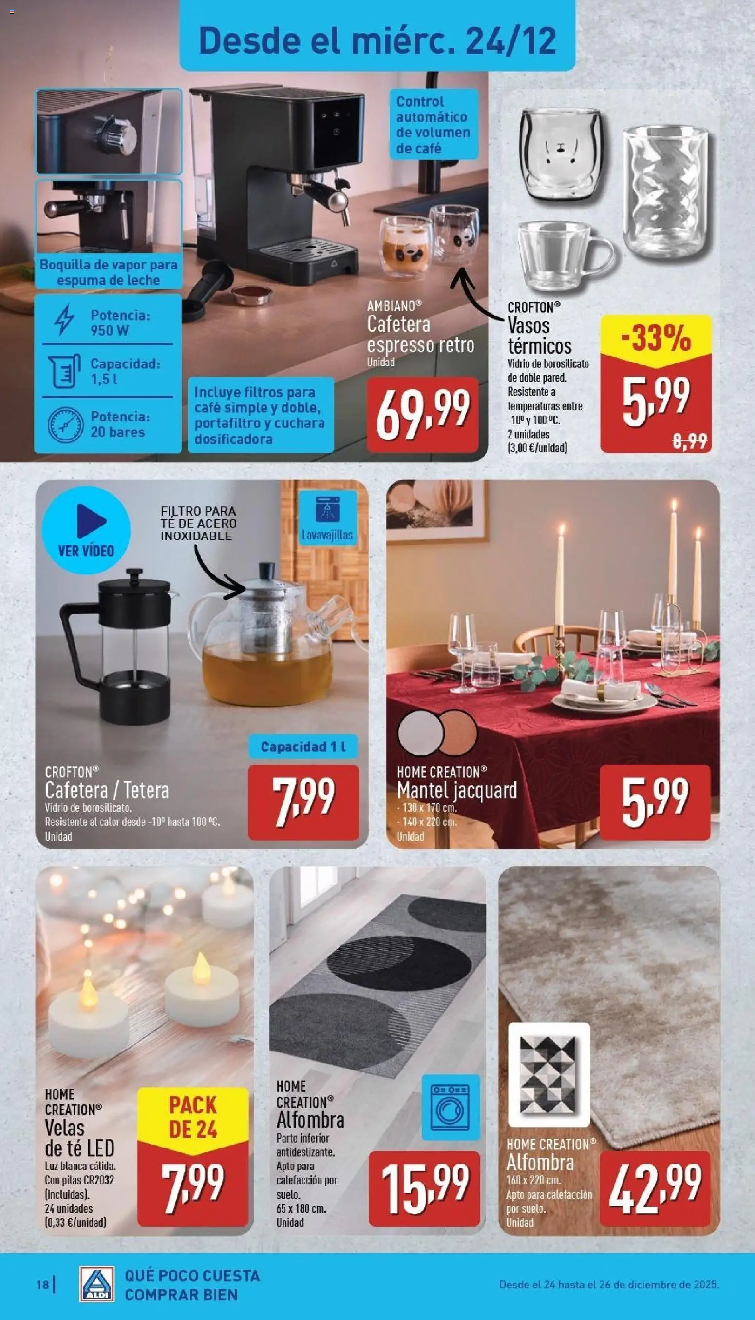 Aldi folleto Baleares │ válido desde el 22.12.2025 | Página: 18 | Productos: Tetera, Mantel, Lavavajillas, Βραχιόλι