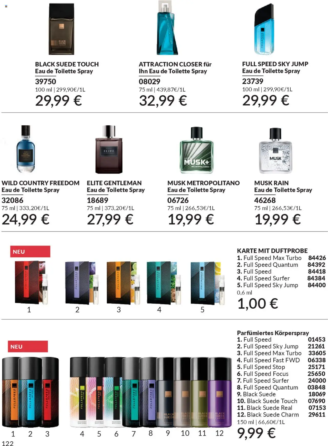 AVON Katalog Oktober 2025 – gültig ab 01.10.2025 | Seite: 124 | Produkte: Toilette, Eau de Toilette, Körperspray