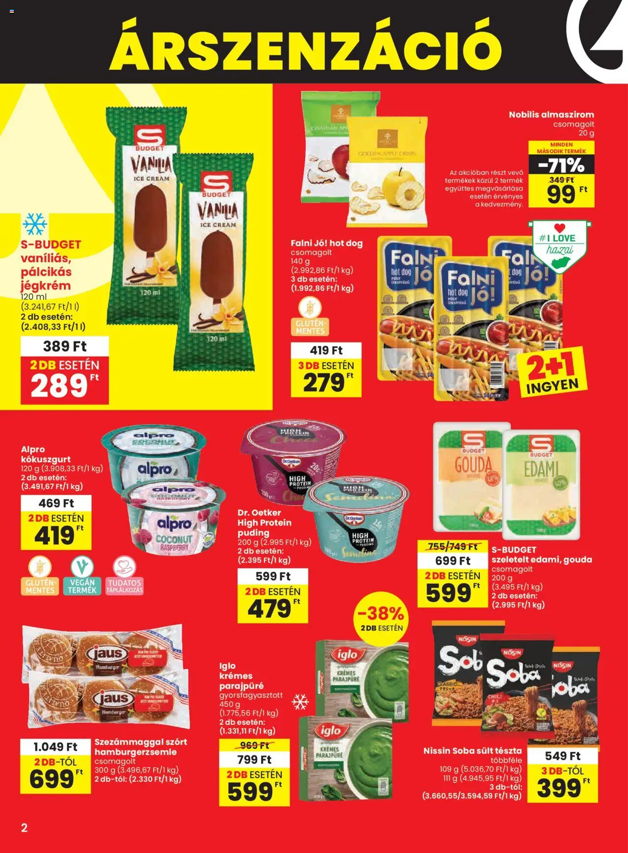 Spar akciós ujság - amely érvényes a következő dátumtól: 07.08.2025 | Oldal: 2 | Termékek: Puding, Hamburgerzsemle, Gouda, Vegán