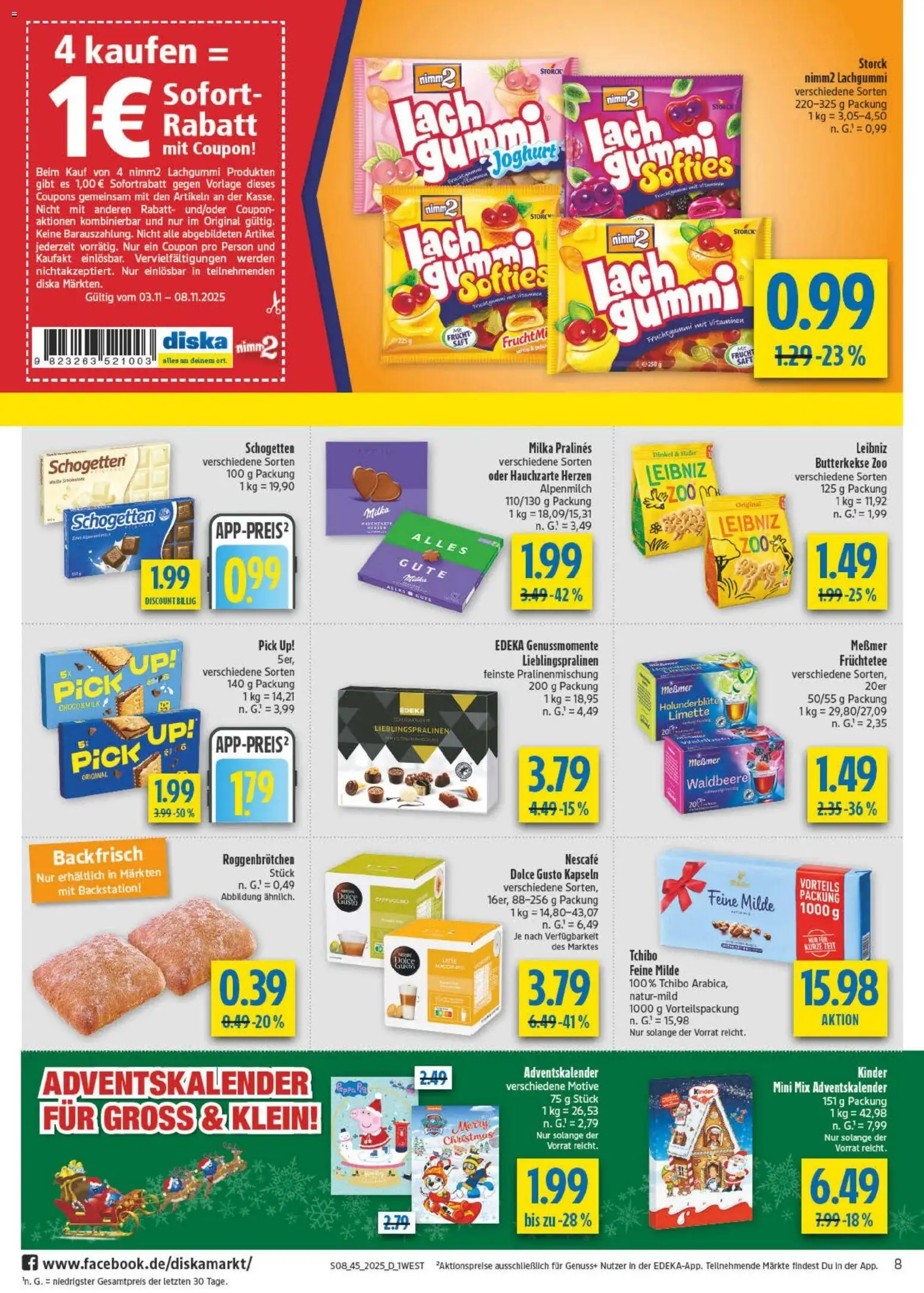 Diska - Diska Angebote Bayern KW45 – gültig ab 03.11.2025 | Seite: 8 | Produkte: Nescafe, Messmer, Dolce Gusto kapseln, Dolce gusto