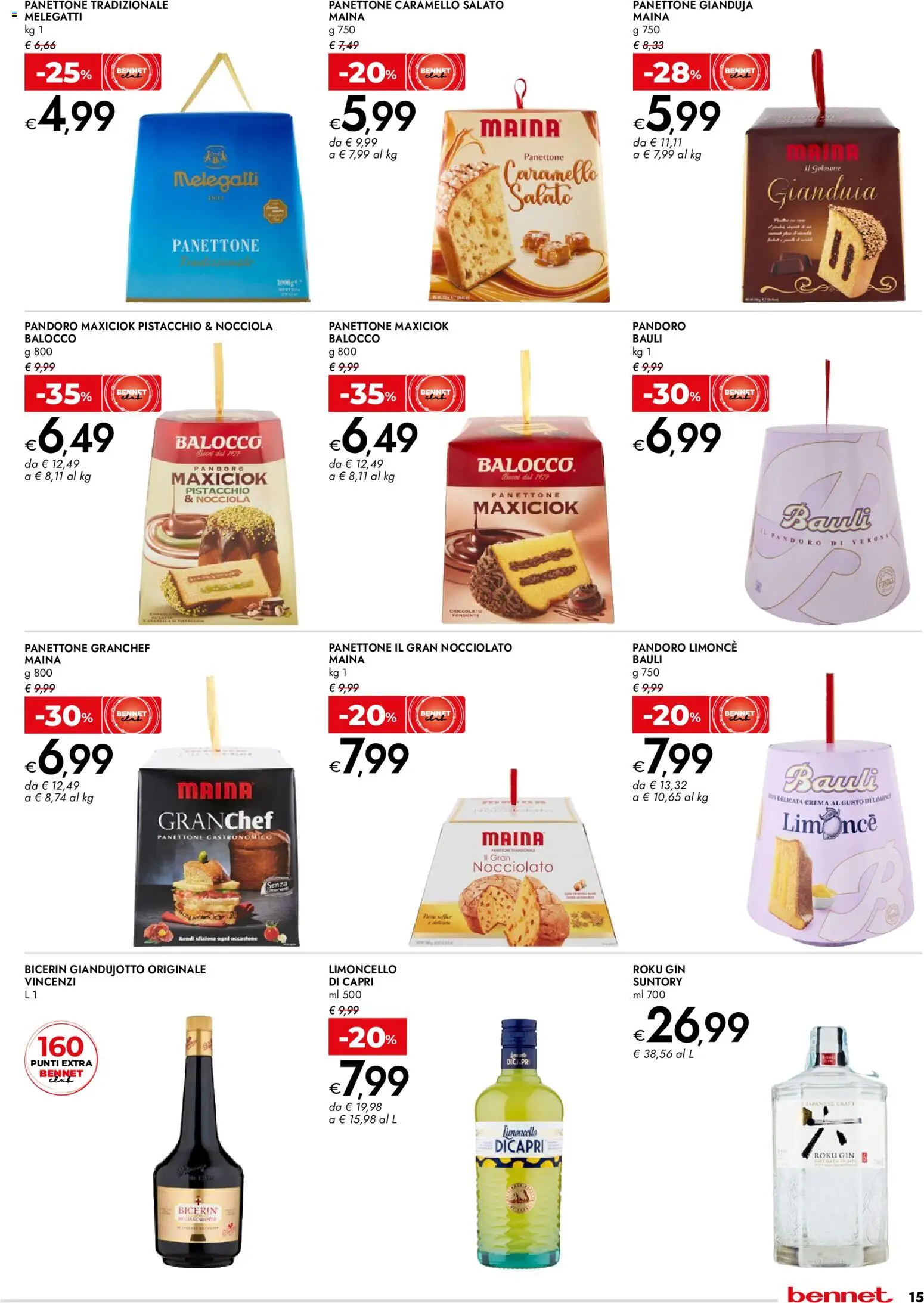 Volantino bennet del 18.12.2025 | Pagina: 15 | Prodotti: Crema, Gin, Panettone, Limoncello
