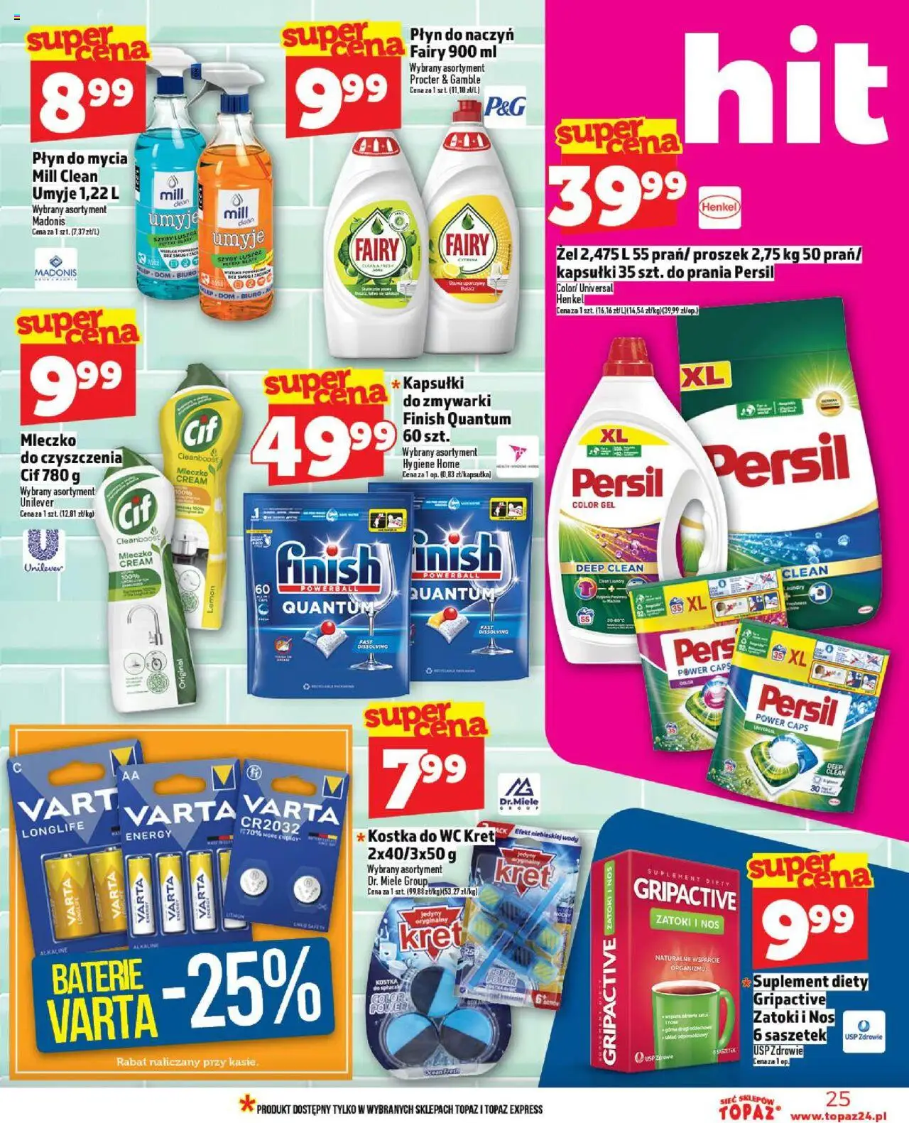 Topaz Gazetka od 18.09.2025 | Strona: 25 | Produkty: Persil, Baterie, Fairy, Kapsułki do zmywarki