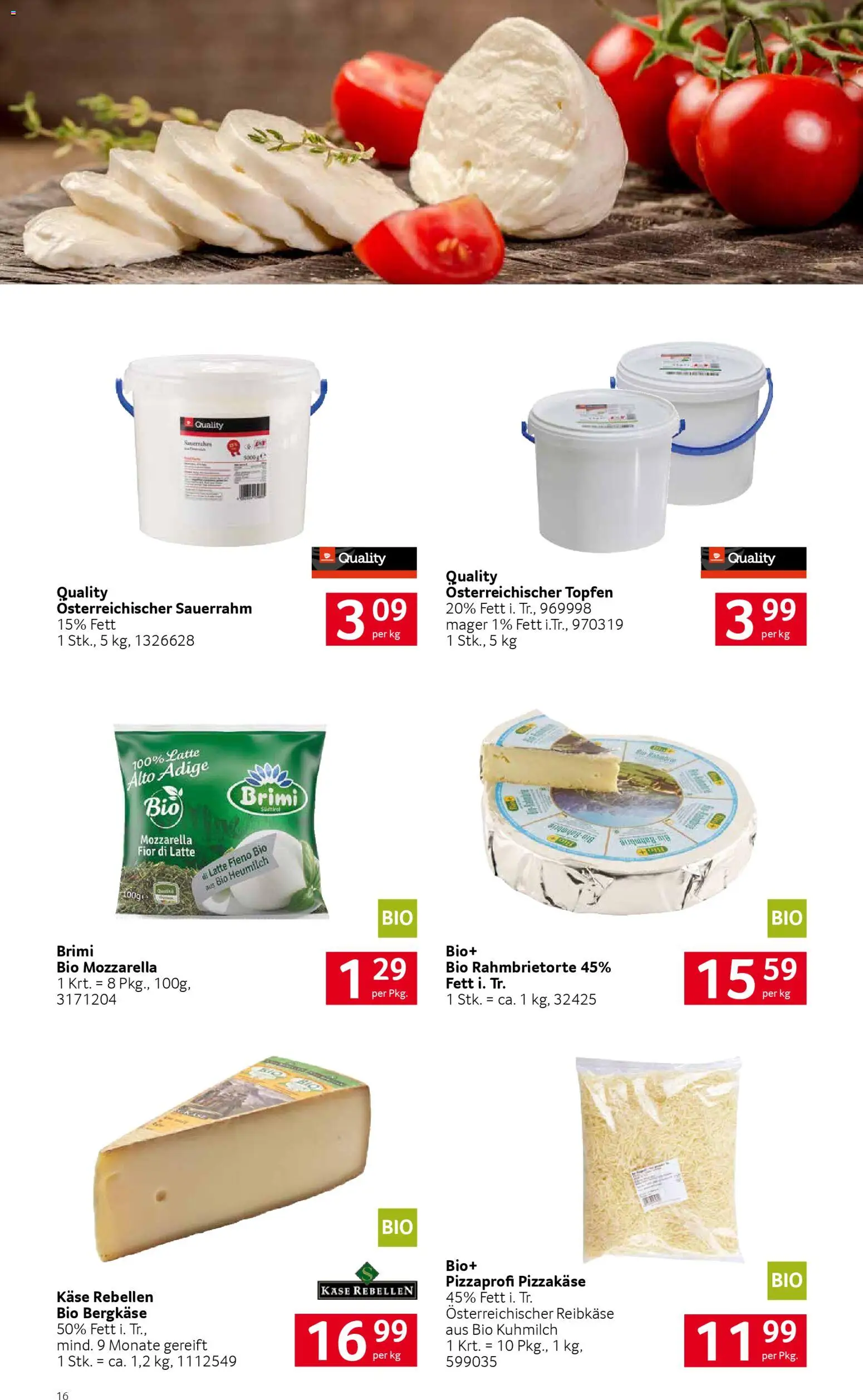 Transgourmet Natürlich nachhaltige Vielfalt gültig ab 25.01.2026 | Seite: 16 | Produkte: Käse, Sauerrahm