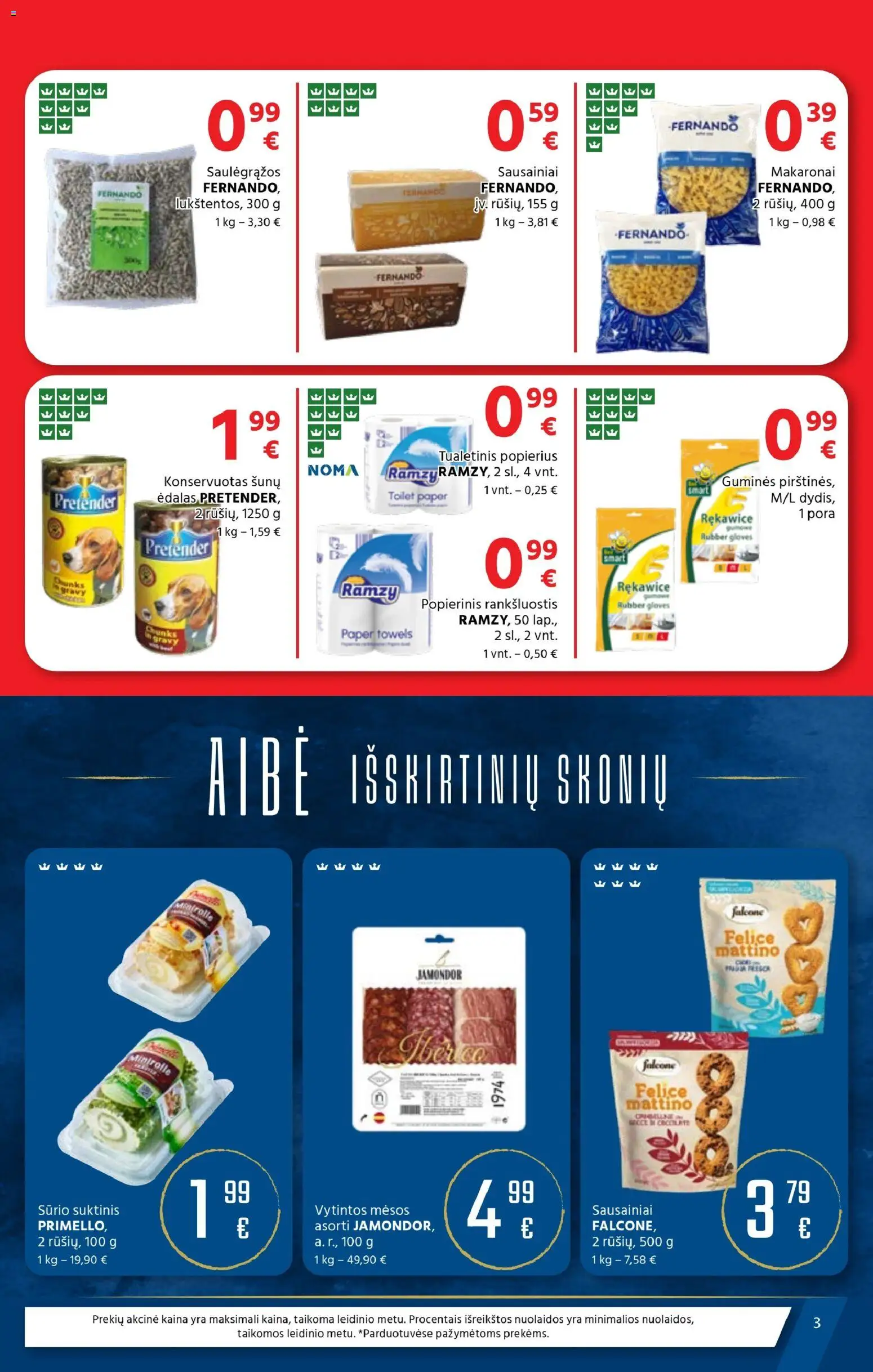 AIBE akcijos nuo 08.01.2026 | Puslapis: 3 | Prekių: Sausainiai, Rankšluostis, Tualetinis popierius, Saulėgrąžos