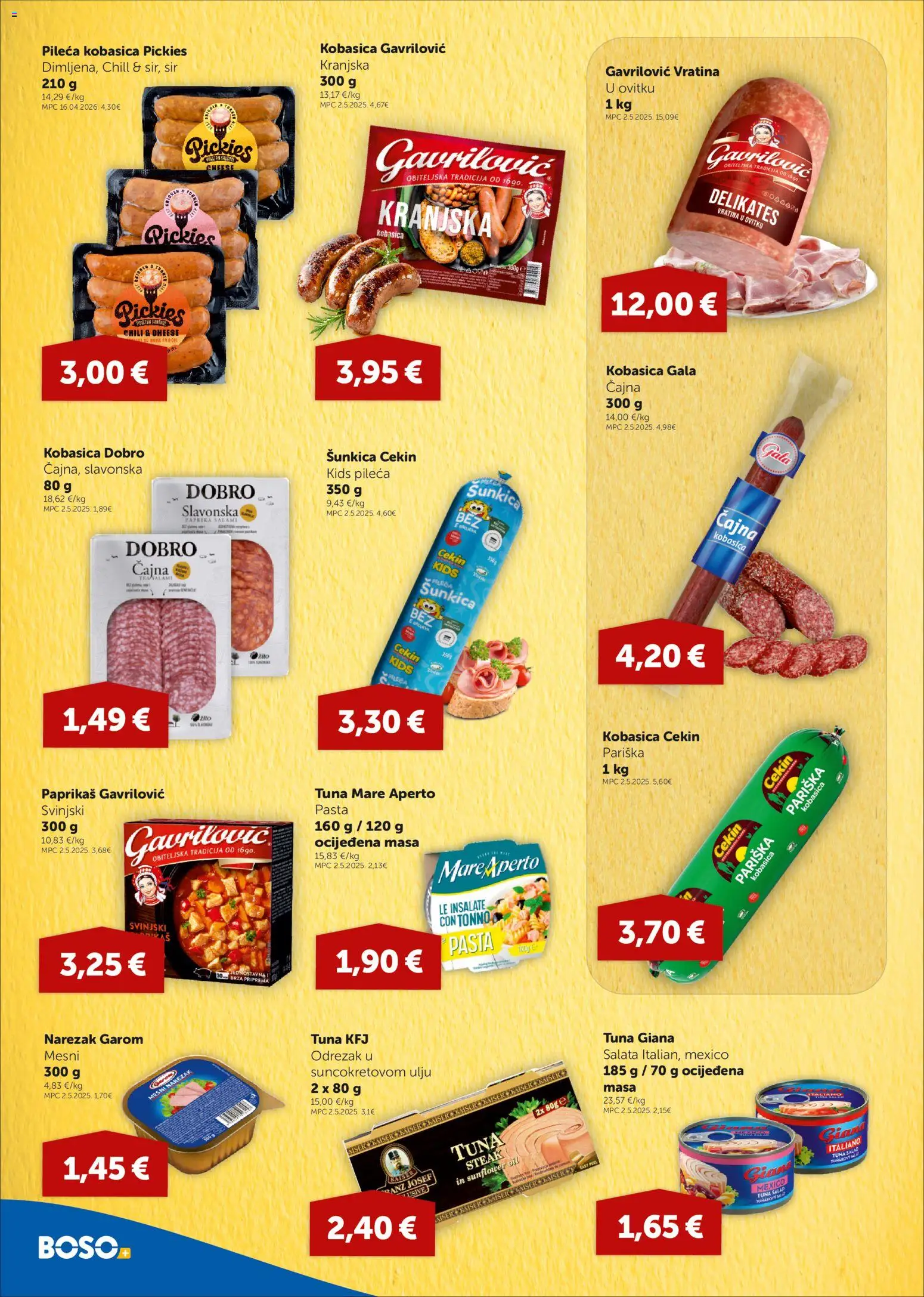 Boso katalog | vrijedi od 30.04.2026 | Stranica: 4 | Proizvodi: Sir, Kobasica, Šal, Pasta