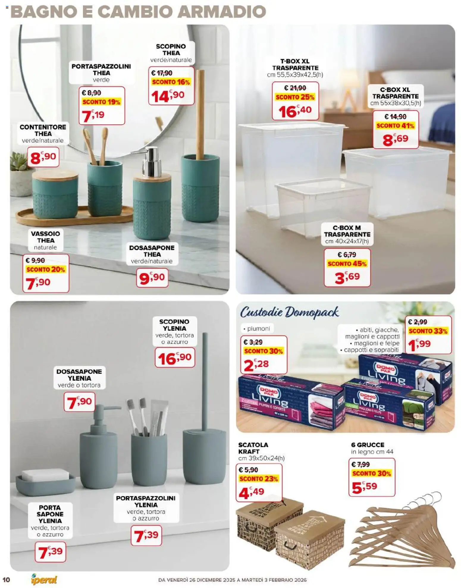 Volantino Iperal del 26.12.2025 | Pagina: 10 | Prodotti: Contenitore, Scatola, Bagno, Grucce