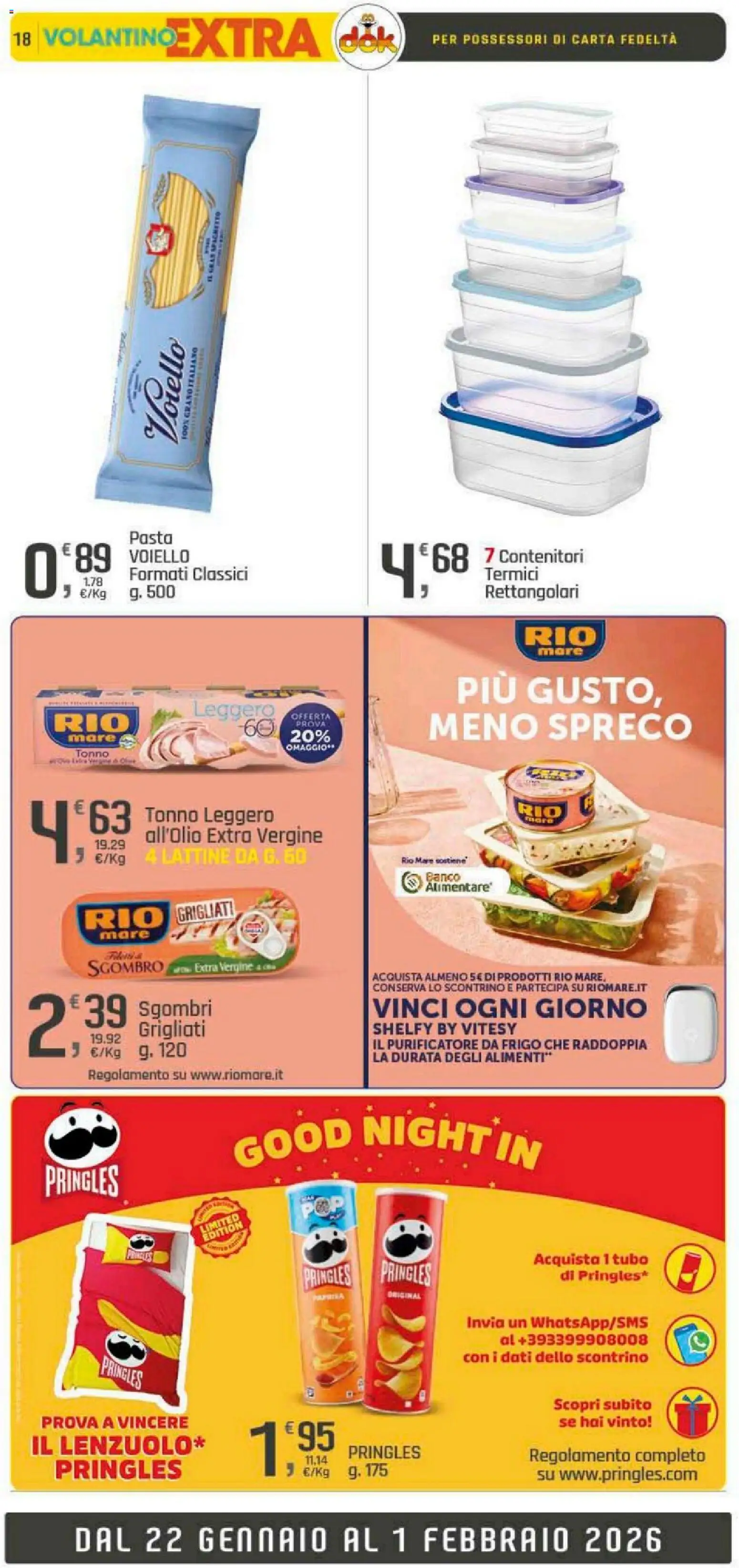 Volantino DOK del 22.01.2026 | Pagina: 18 | Prodotti: Tubo, Pasta, Tonno, Sgombro