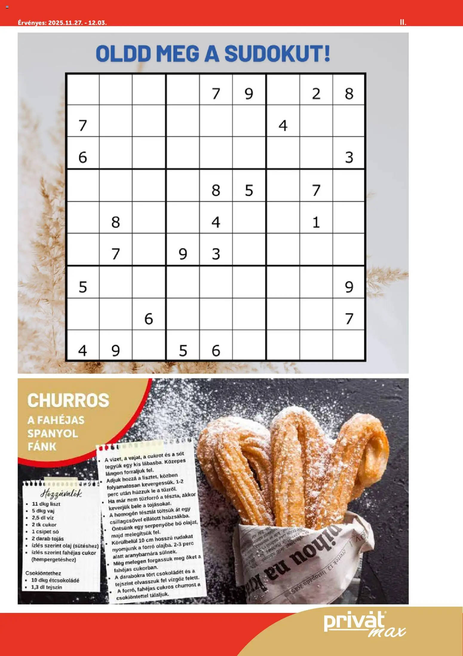 PRIVÁT akciós ujság - amely érvényes a következő dátumtól: 27.11.2025 | Oldal: 11 | Termékek: Fánk, Étcsokoládé, Tojás, Olaj
