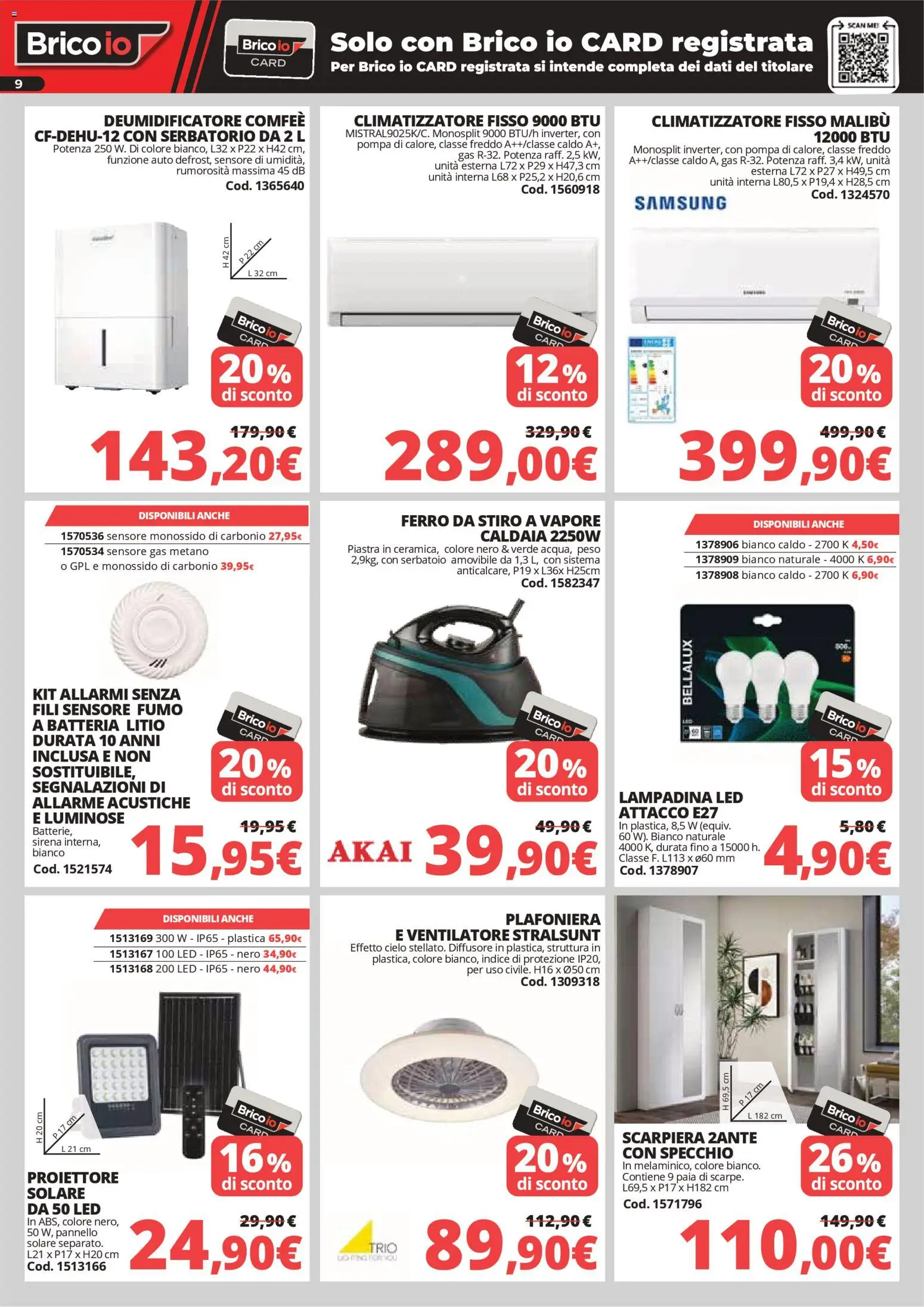 Volantino Brico io del 02.04.2026 | Pagina: 9 | Prodotti: Ventilatore, Scarpiera, Ferro da stiro, Samsung
