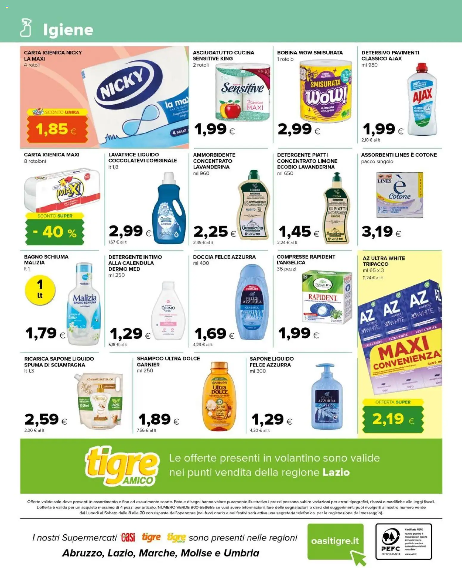 Volantino Tigre del 19.11.2025 | Pagina: 12 | Prodotti: Detergente intimo, Detergente, Bagno, Doccia