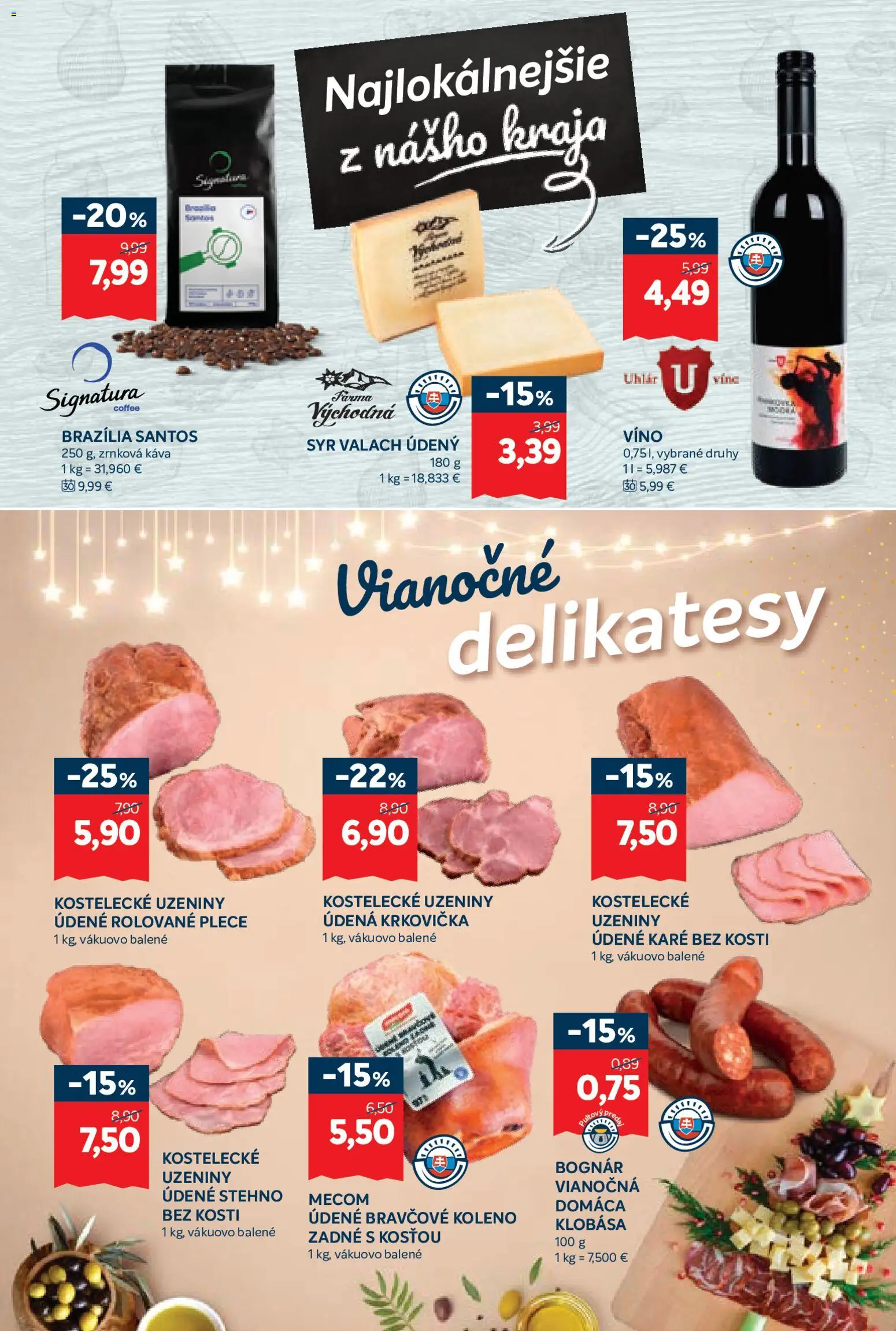 Nové Kraj akcie – leták je platný od 18.12.2025 | Strana: 5 | Produkty: Syr, Káva, Klobása, Krkovička