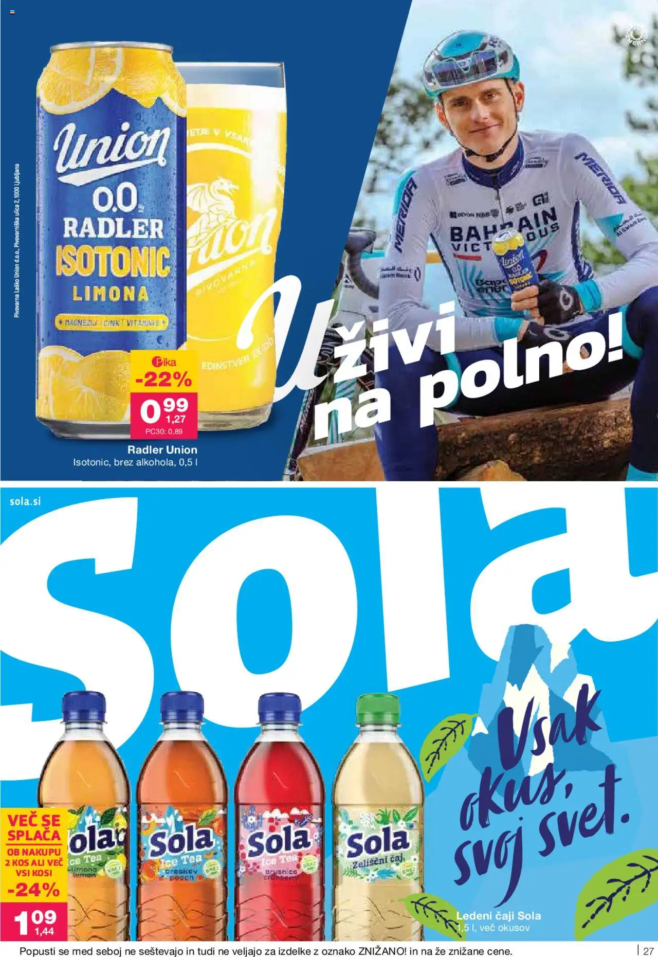 Mercator katalog │ velja od 21.08.2025 | Stran: 27 | Izdelki: Kos, Radler, Limona