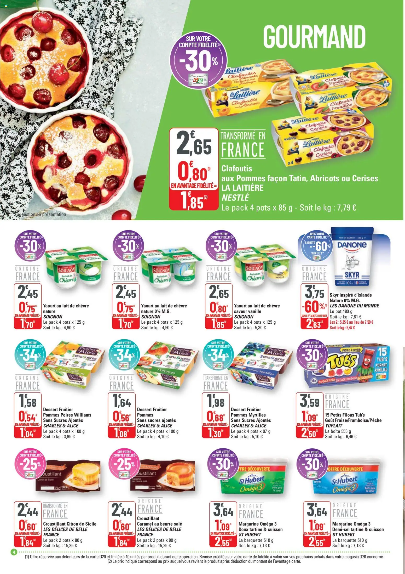 {H1} | Page: 4 | Produits: Fraise, Poire, Cerises, Yaourt