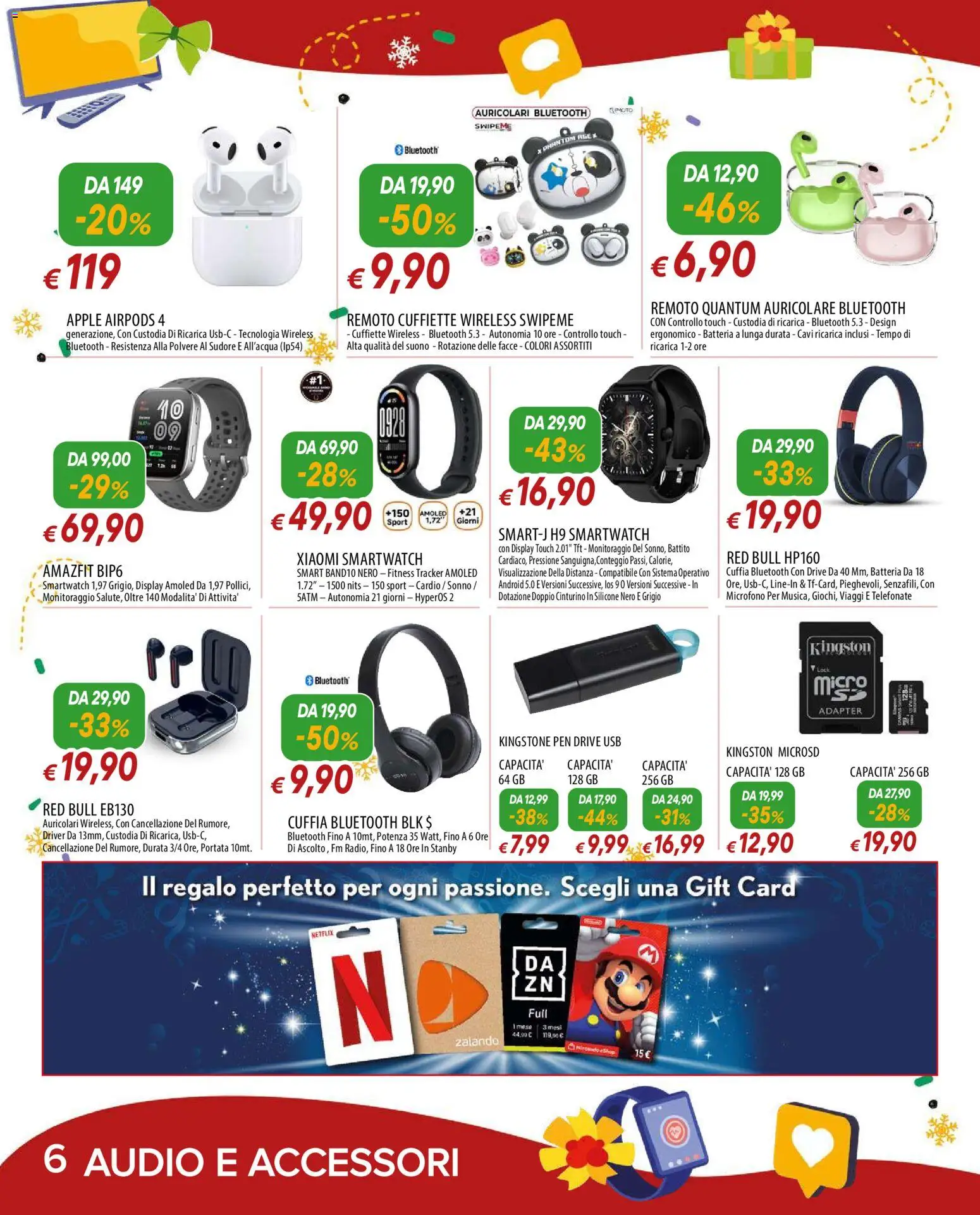 Volantino Famila del 01.12.2025 | Pagina: 6 | Prodotti: Auricolari, Audio, USB, Batteria