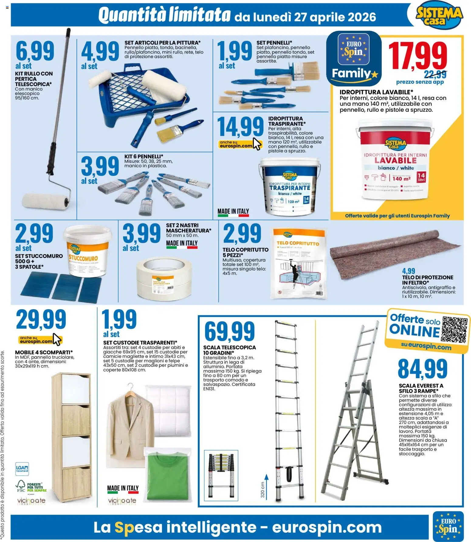 Volantino Eurospin del 27.04.2026 | Pagina: 11 | Prodotti: Rullo, Abiti, Acqua, Piatto