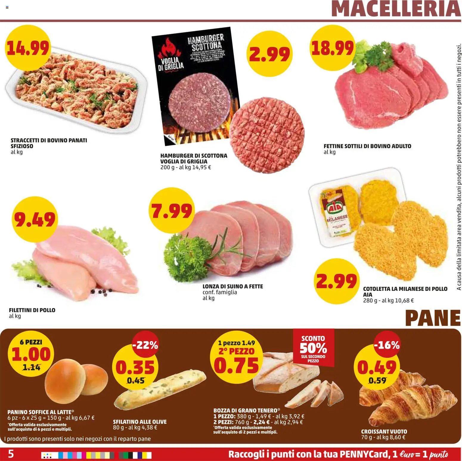Volantino PENNY del 02.01.2026 | Pagina: 5 | Prodotti: Bovino, Pane, Latte, Hamburger