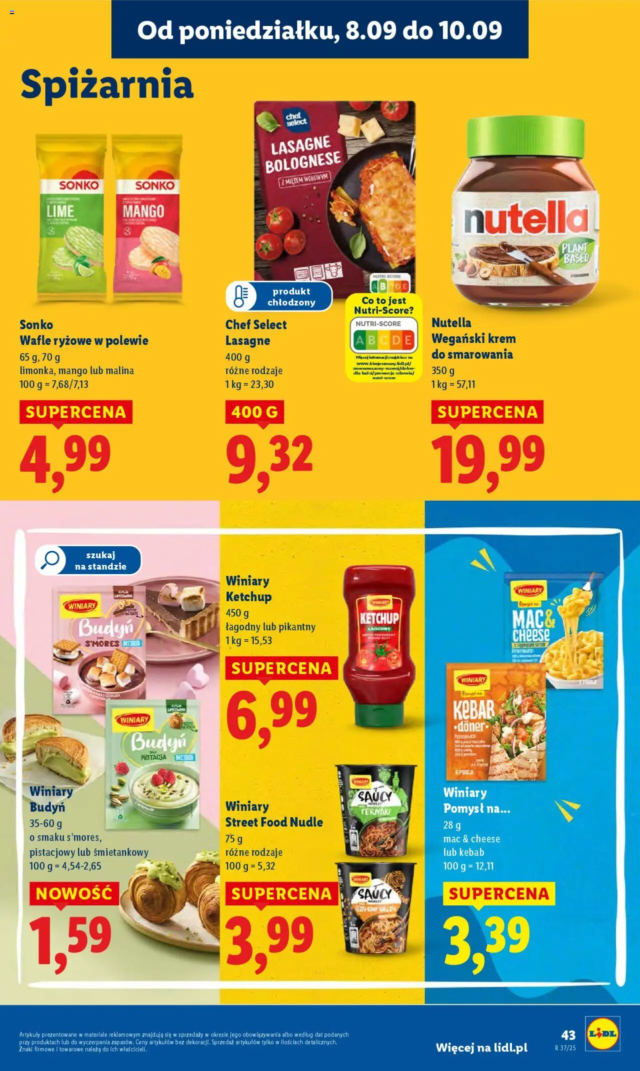 Lidl Gazetka od 08.09.2025 | Strona: 45 | Produkty: Mango, Ketchup, Lasagne bolognese, Krem
