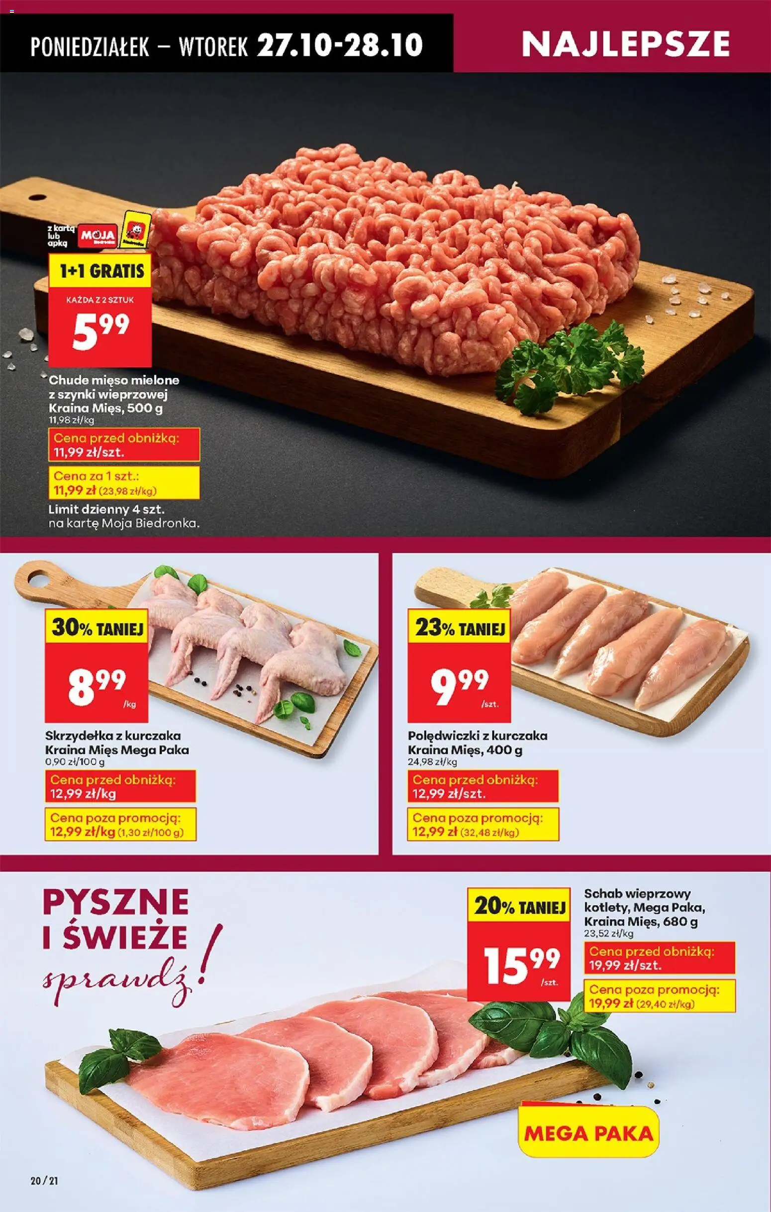Biedronka gazetka od 27.10.2025 | Strona: 26 | Produkty: Karta, Schab, Schab wieprzowy, Mięso mielone