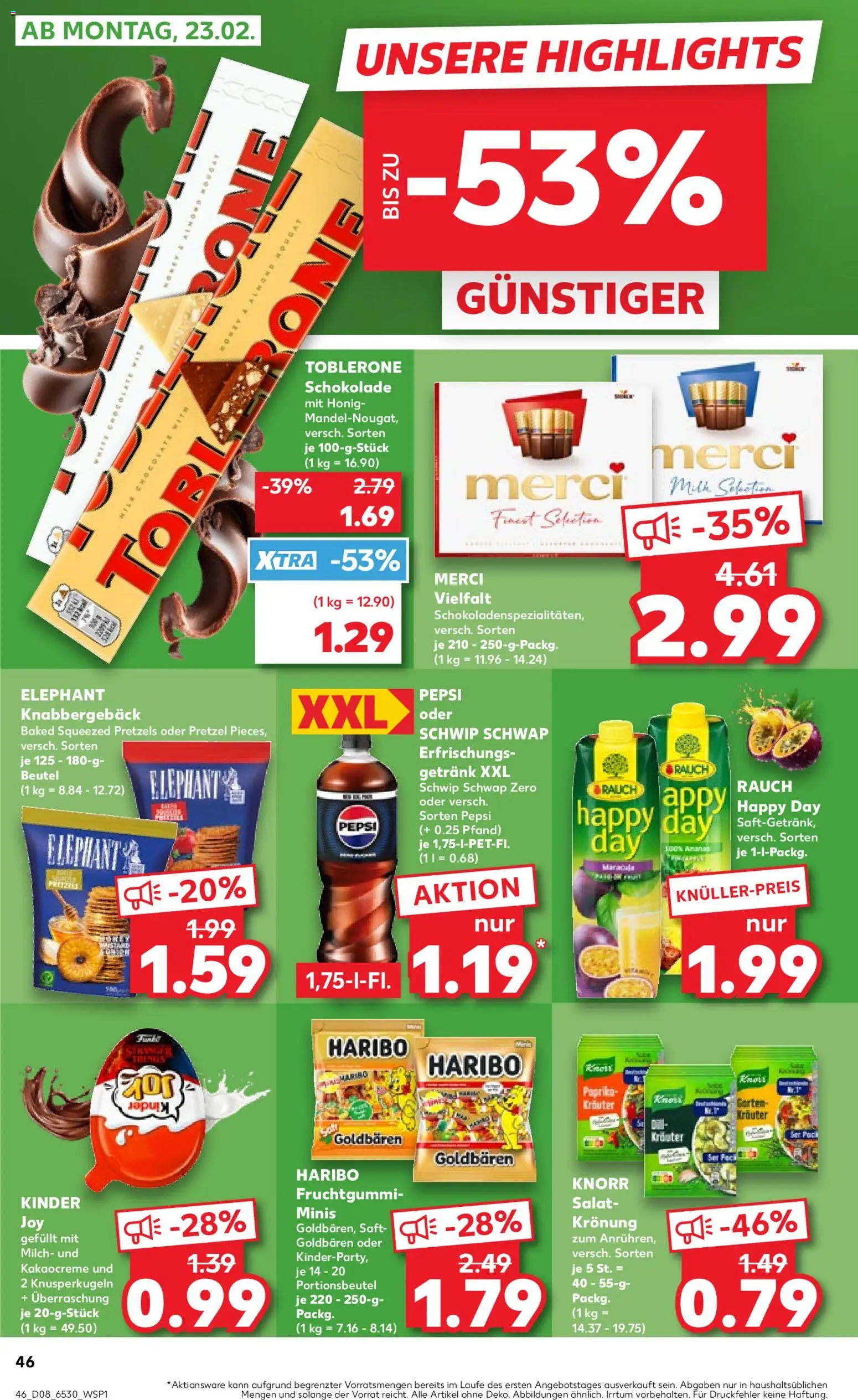 Kaufland prospekt Frankfurt (Oder)	 – gültig ab 19.02.2026 | Seite: 46 | Produkte: Merci, Ananas, Schwip schwap, Knorr