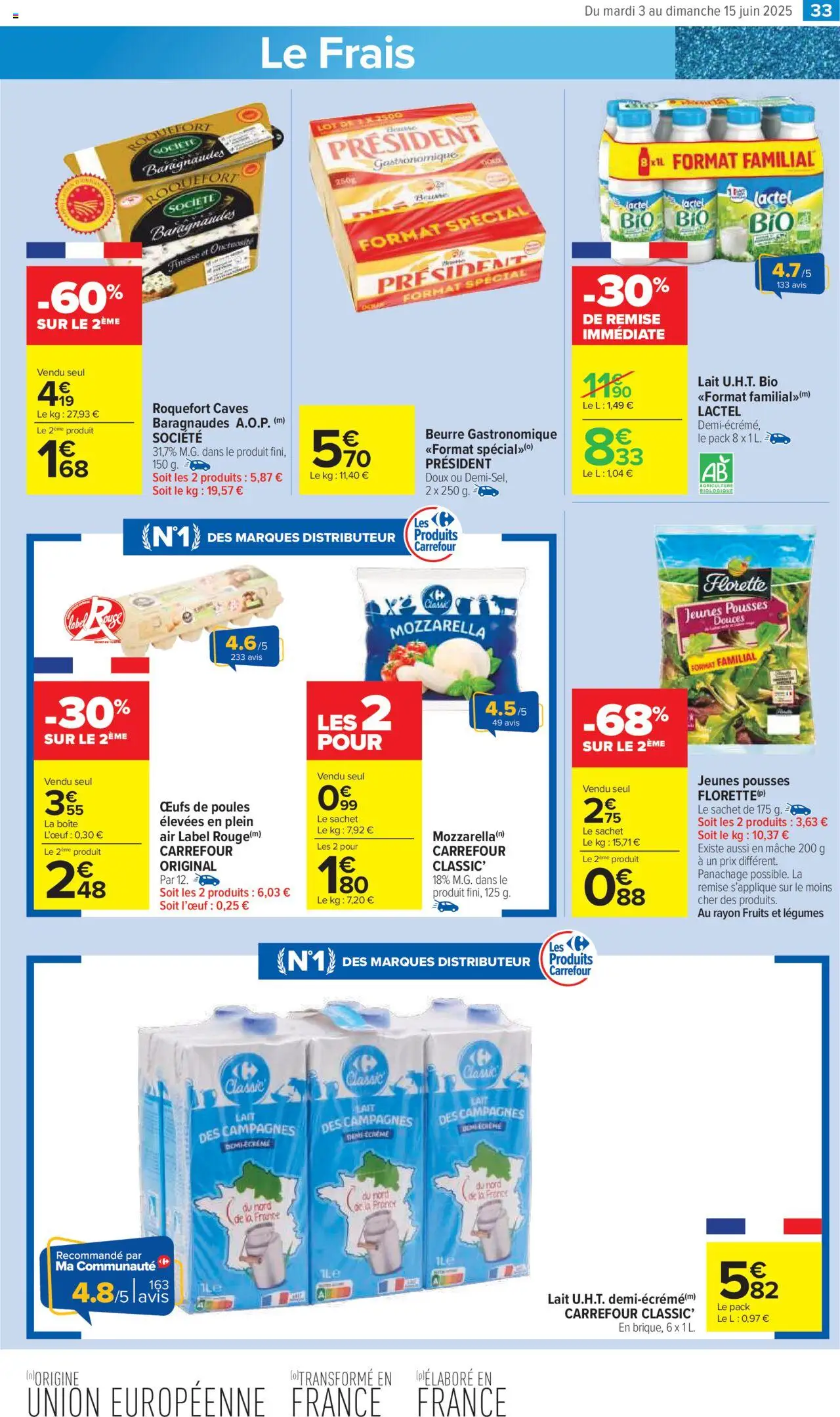  | Page: 35 | Produits: Mozzarella, Lait, Beurre, Œufs