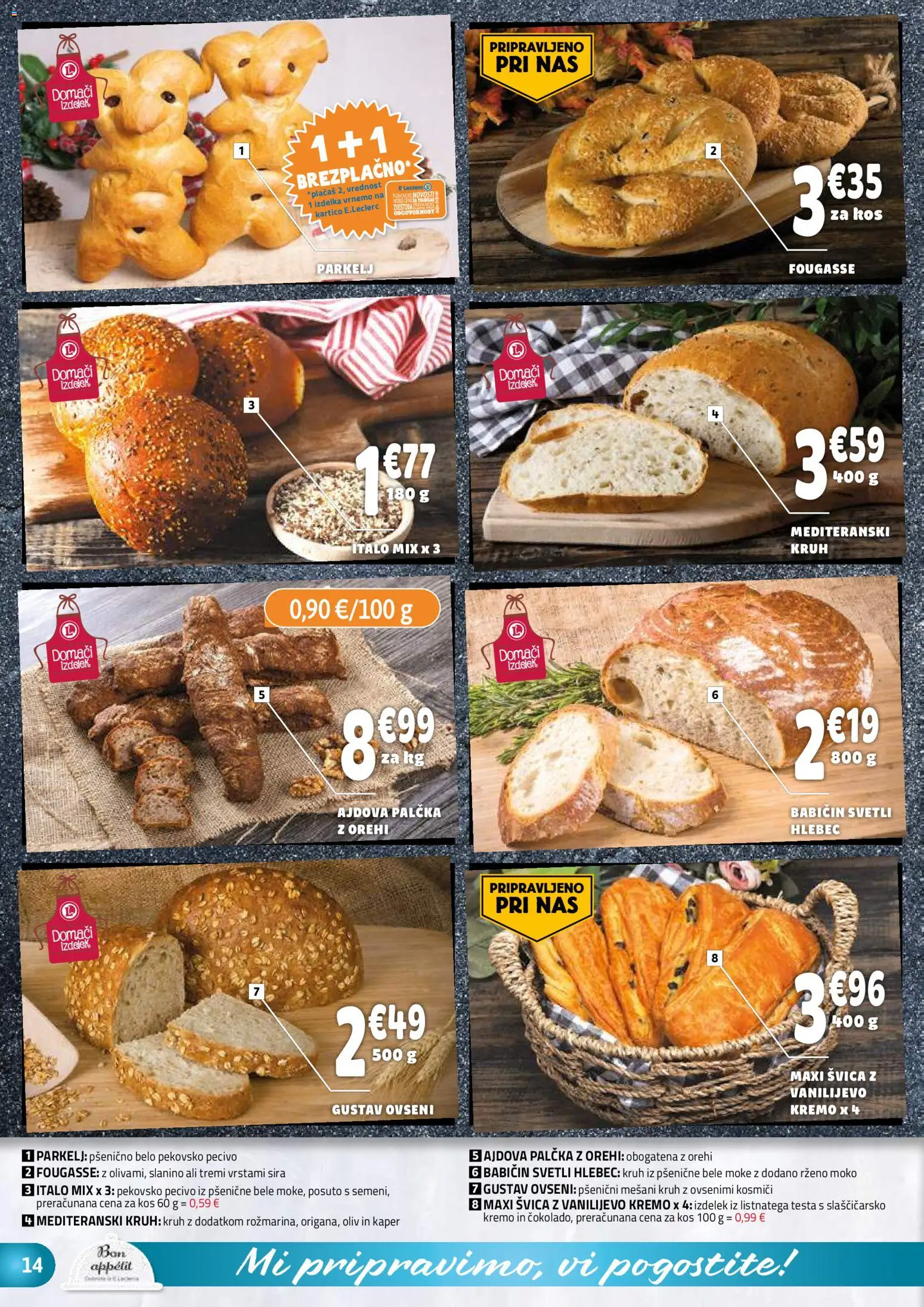 Novi E.leclerc katalog ponudbe – veljaven od 26.11.2025 | Stran: 14 | Izdelki: Kos, Hlebec, Kruh, Kosmici