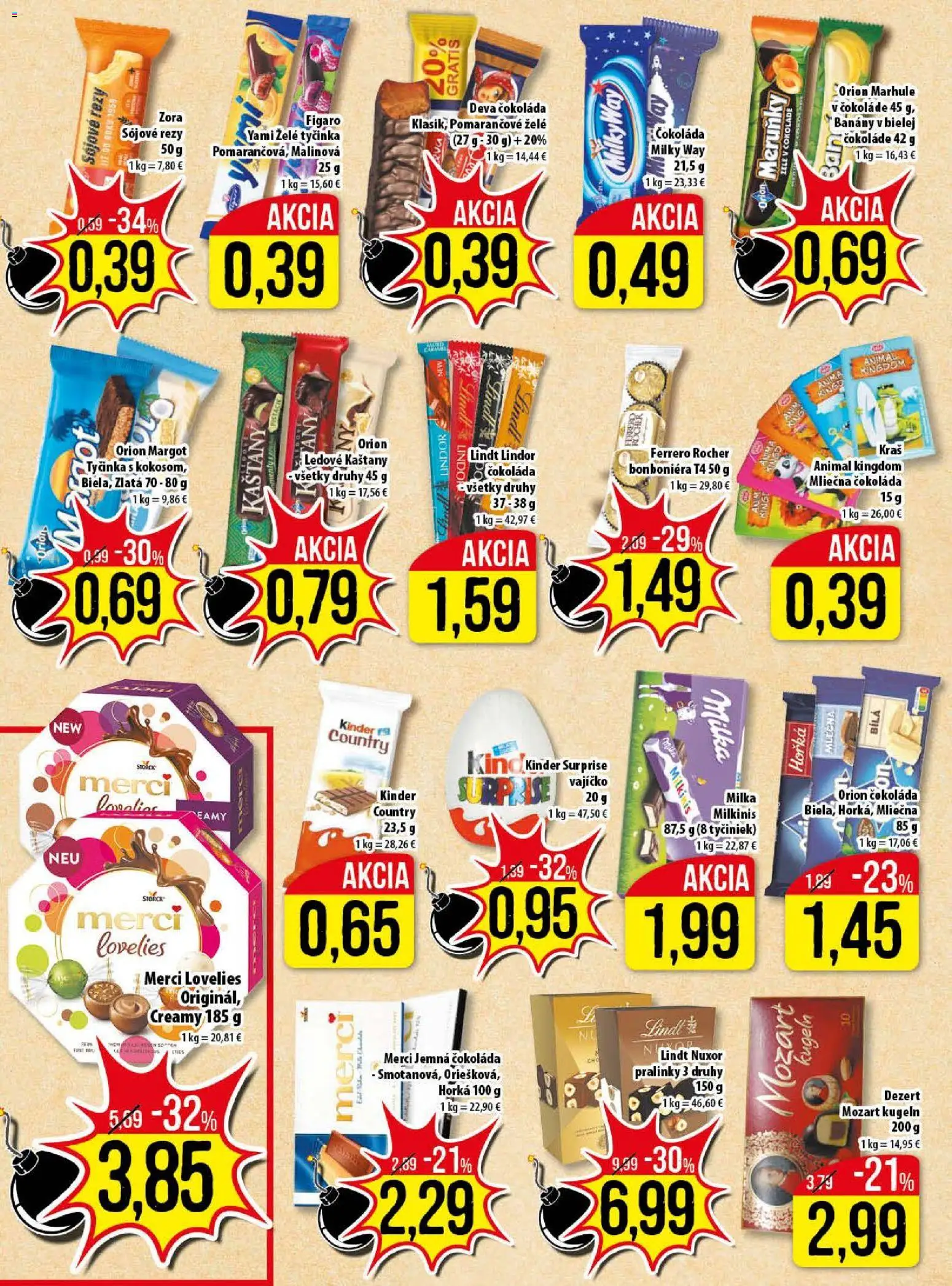 Nové Klas akcie – leták je platný od 05.01.2026 | Strana: 10 | Produkty: Lindt, Merci, Milka, Marhule