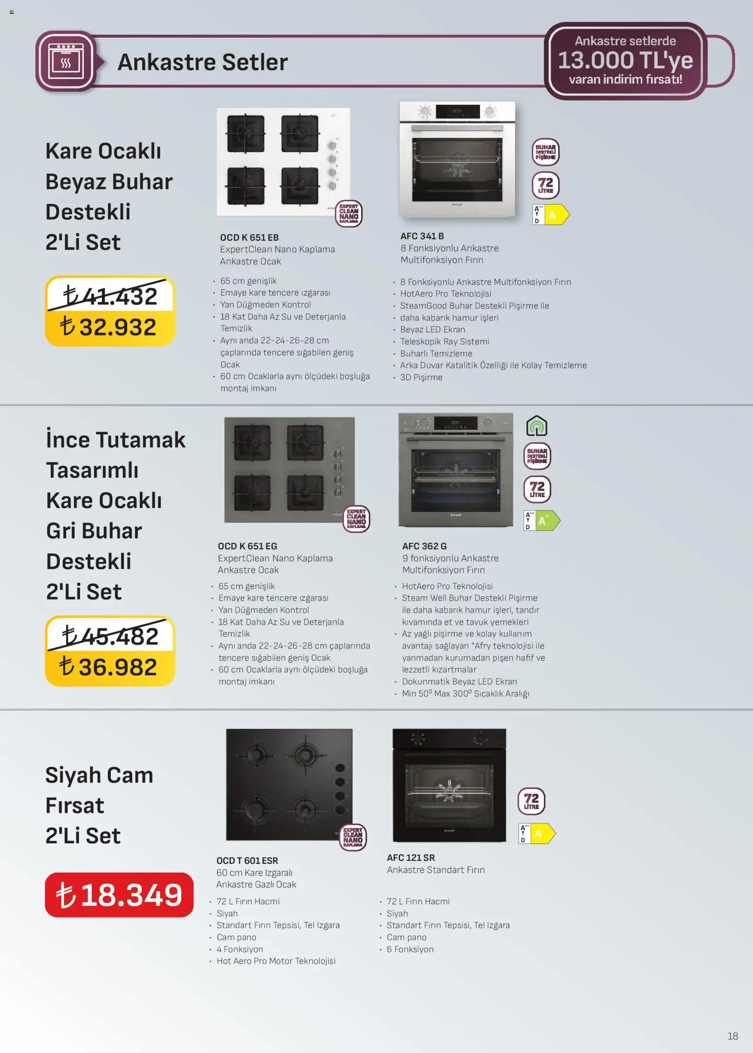 Arçelik - Ankastre Kataloğu - 01.04.2026 tarihinden itibaren geçerlidir | Sayfa: 18