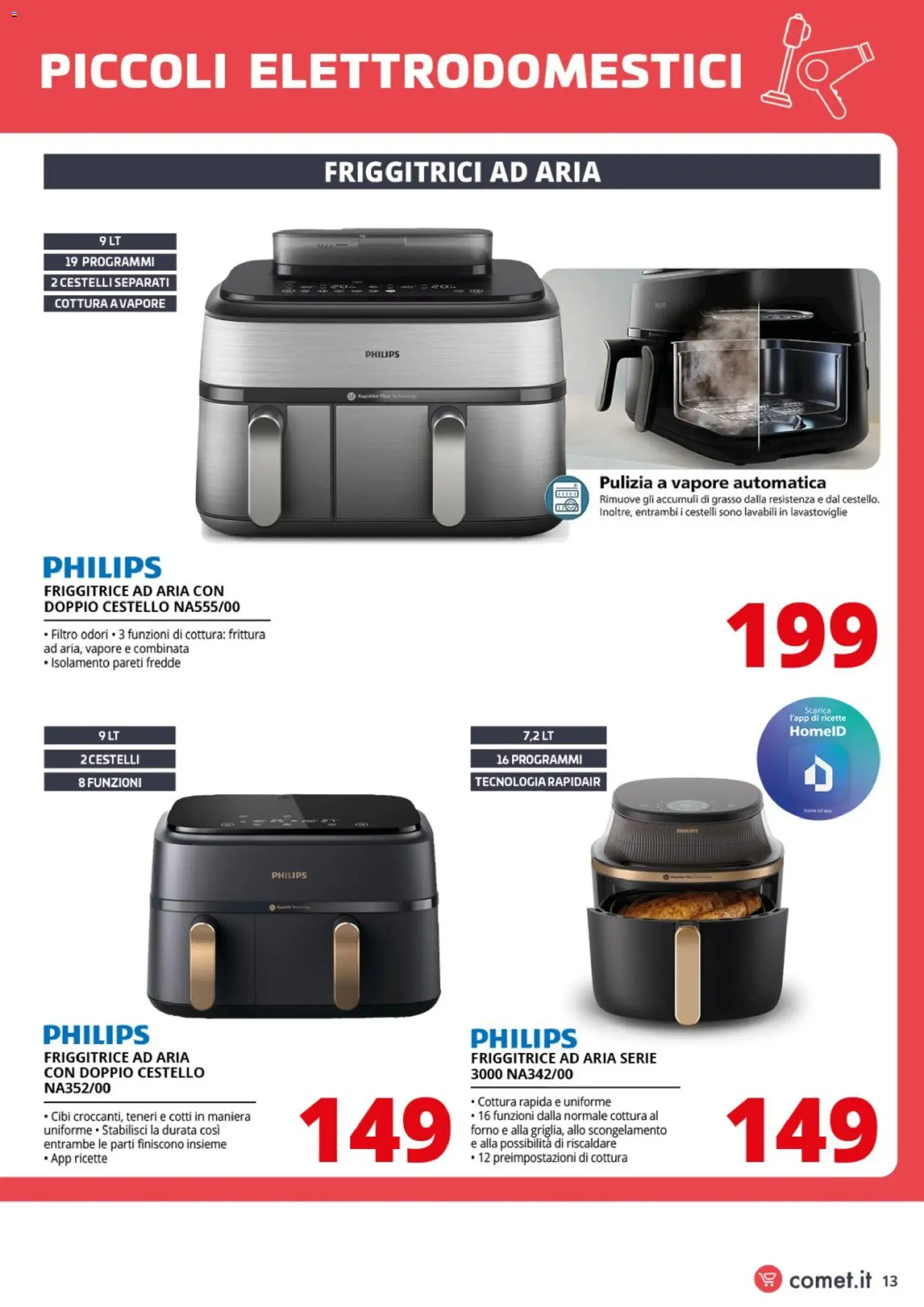 Volantino Comet del 23.01.2026 | Pagina: 13 | Prodotti: Friggitrice ad aria, Lavastoviglie, Forno, Friggitrice