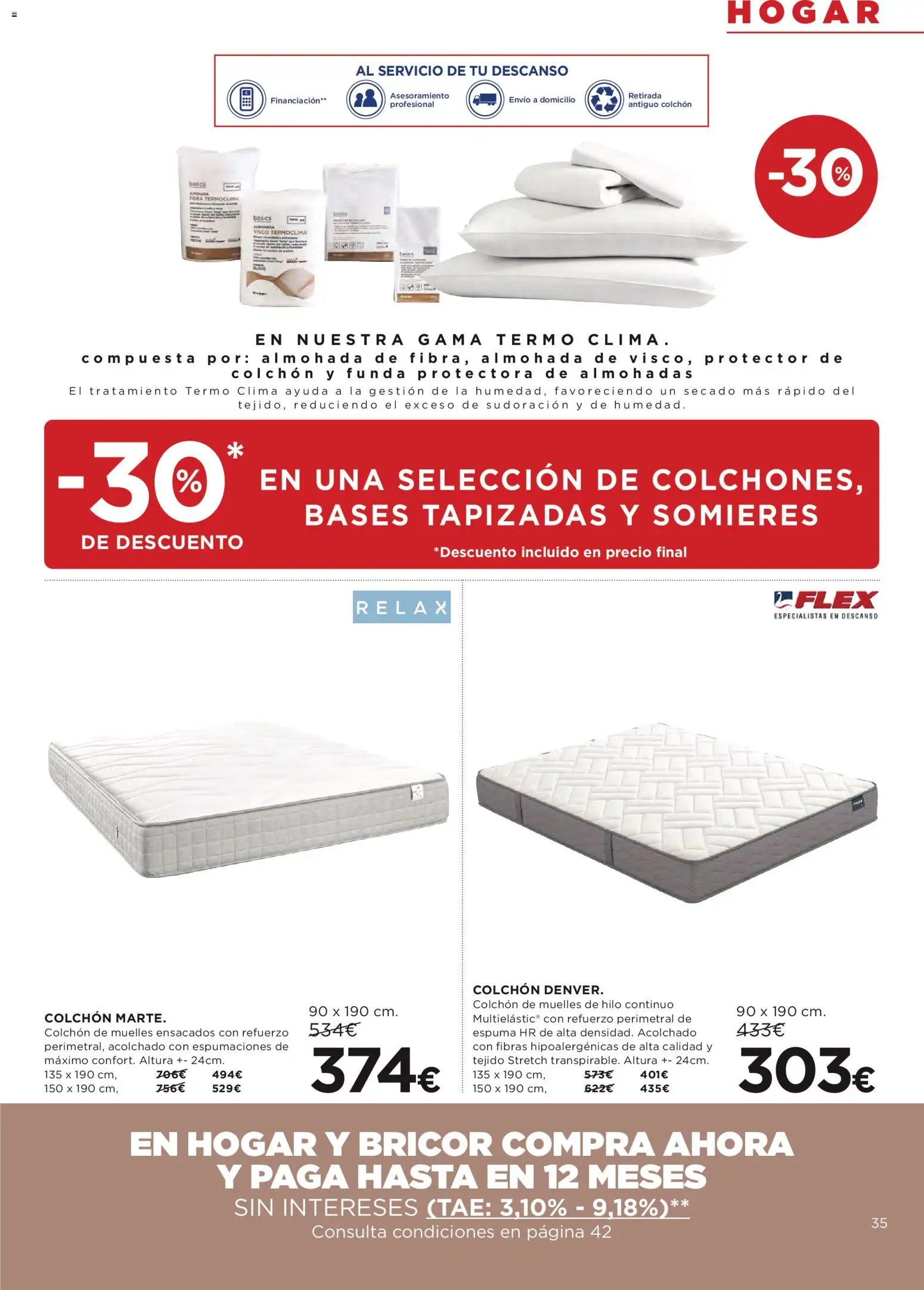 Hipercor catálogo │ válido desde el 12.03.2026 | Página: 35 | Productos: Colchon, Funda, Almohada