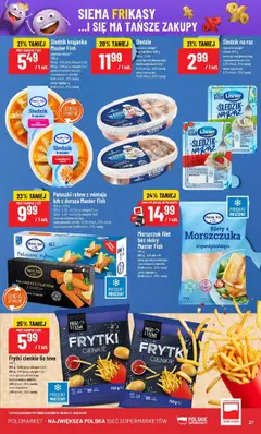 POLOmarket Gazetka od 16.07.2025 | Strona: 27 | Produkty: Śledzie lisner, Paluszki rybne, Filety z morszczuka, Morszczuk