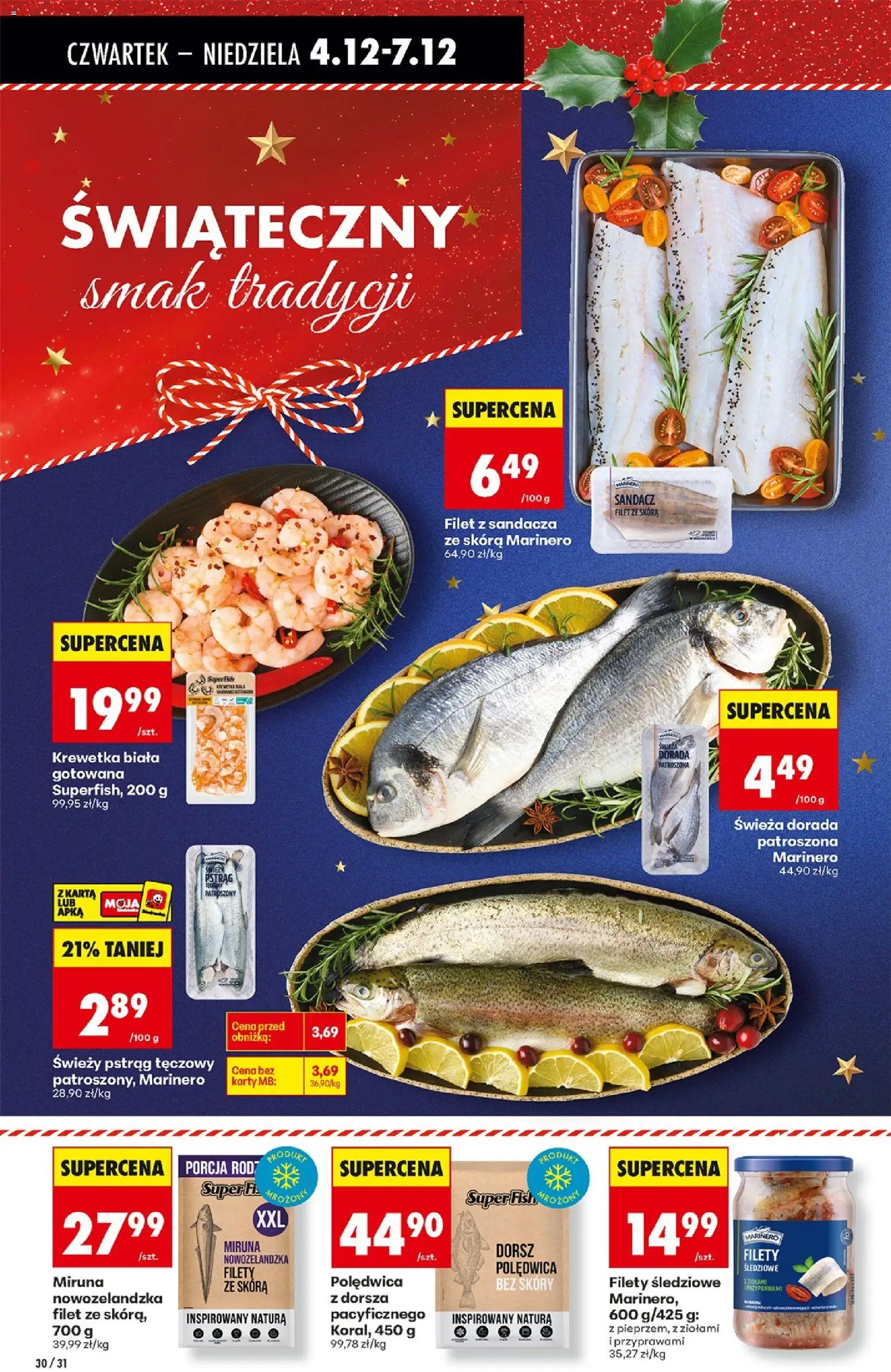 Biedronka gazetka - Oferta w tym tygodniu od 04.12.2025 | Strona: 38 | Produkty: Świeży pstrąg, Miruna, Sandacz, Dorada