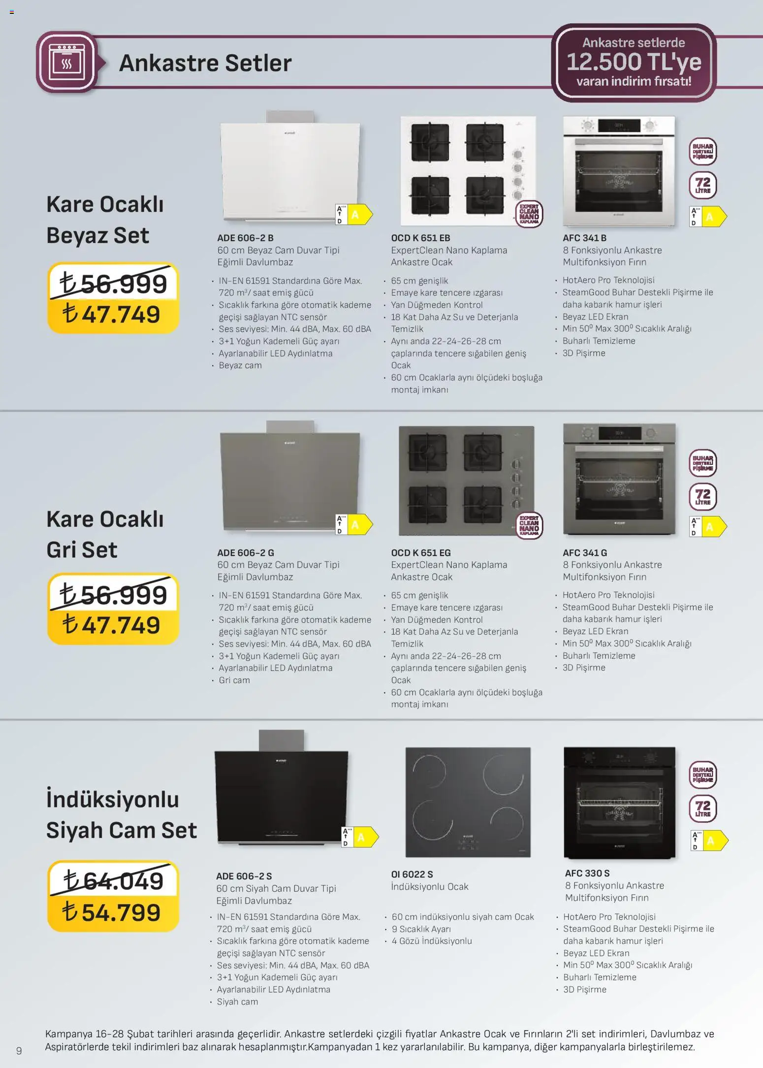 Arçelik Ankastre Kataloğu - 16.02.2026 tarihinden itibaren geçerlidir | Sayfa: 9 | Ürünler: Su, Saat, Fırın, Ocak