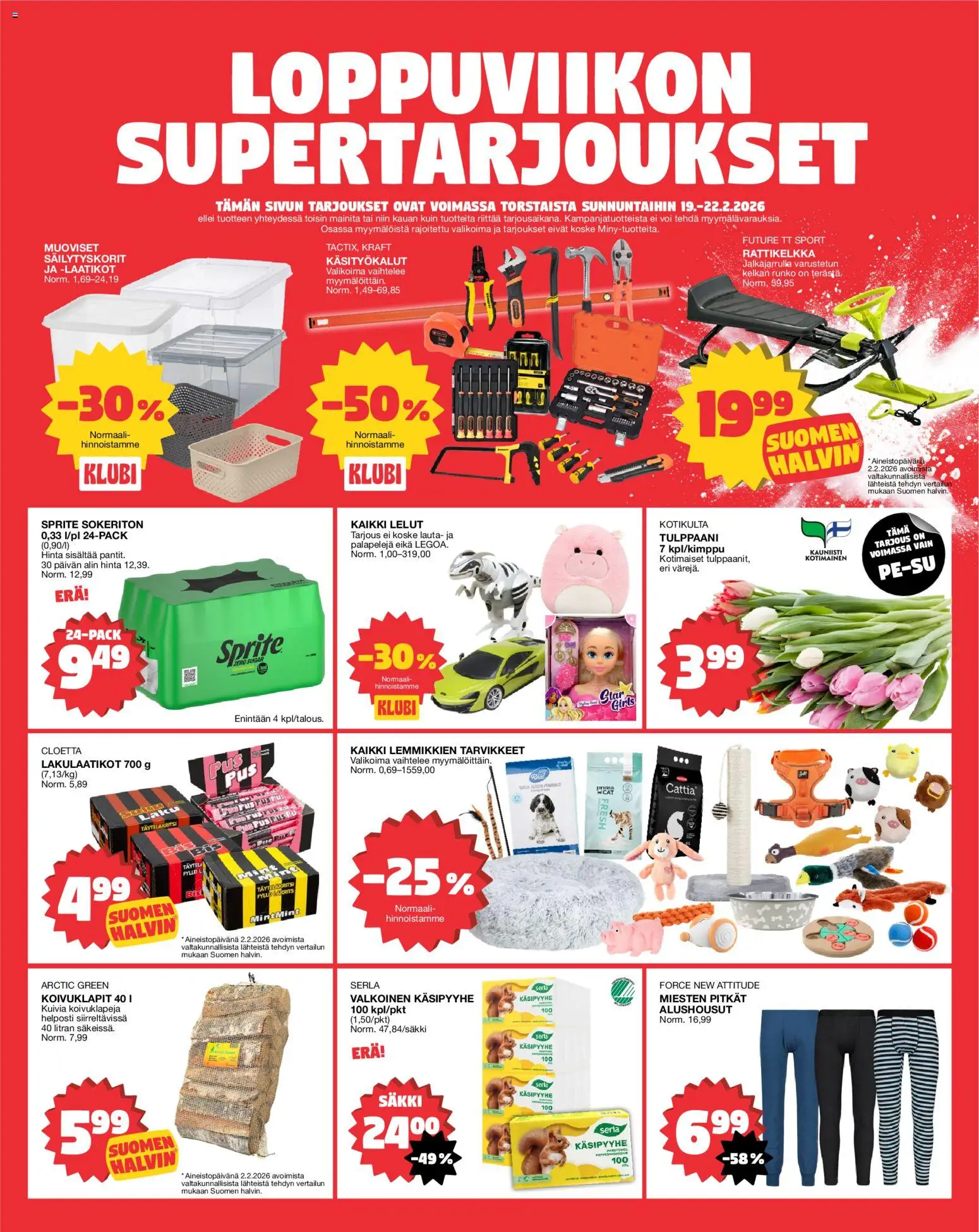 Tokmanni tarjoukset – voimassa 16.02.2026 alkaen | Sivu: 24 | Tuotteet: Sprite, Voi, Alushousut