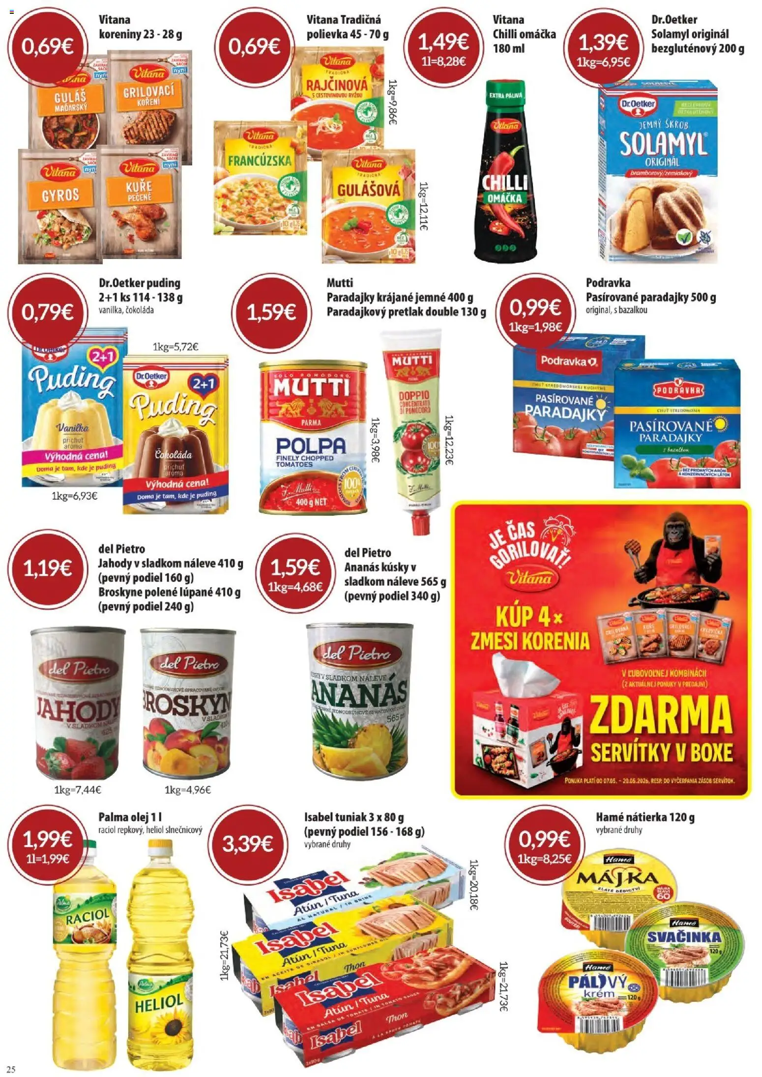 Nové CBA Komfos akcie – leták je platný od 07.05.2026 | Strana: 25 | Produkty: Paradajky, Jahody, Krém, Broskyne