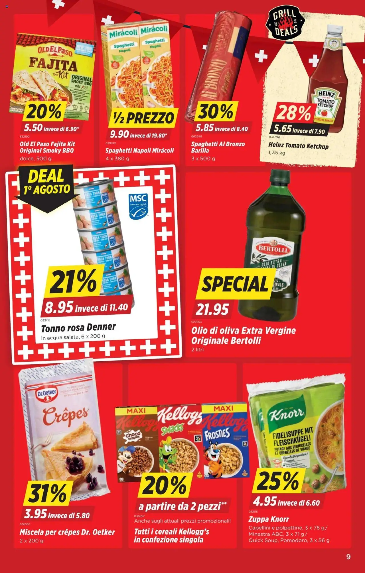 Denner Aktionen IT ab 29.07.2025 | Seite: 9 | Produkte: Barilla, Ketchup, Grill