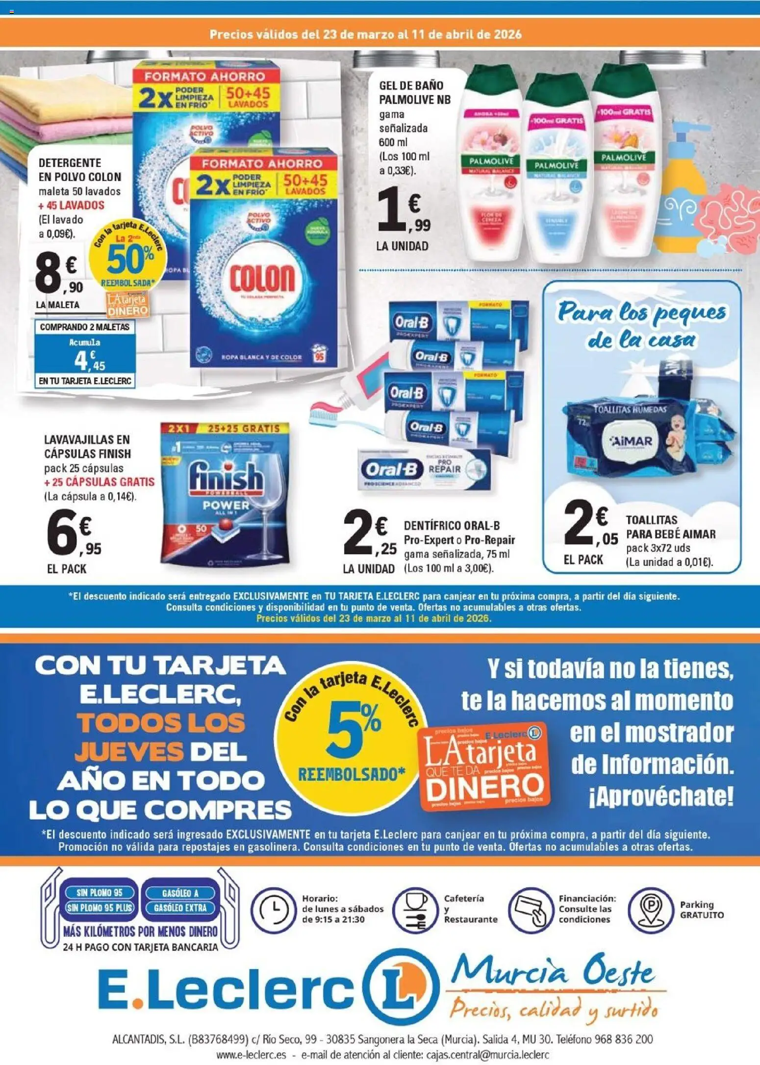 E.Leclerc - Murcia Oeste │ válido desde el 23.03.2026 | Página: 4 | Productos: Polvo, Gel de baño, Té, Ropa
