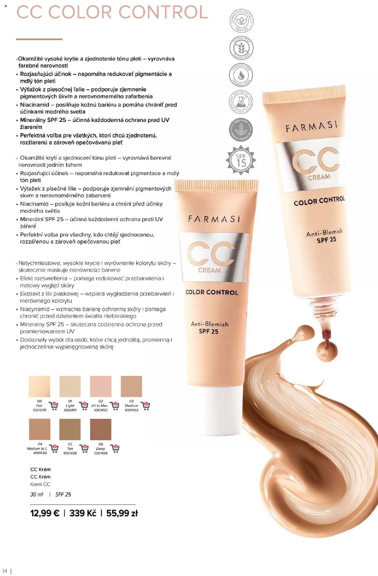 Nové Farmasi akcie – leták je platný od 01.01.2026 | Strana: 14 | Produkty: CC krém, Krém, Svetlá