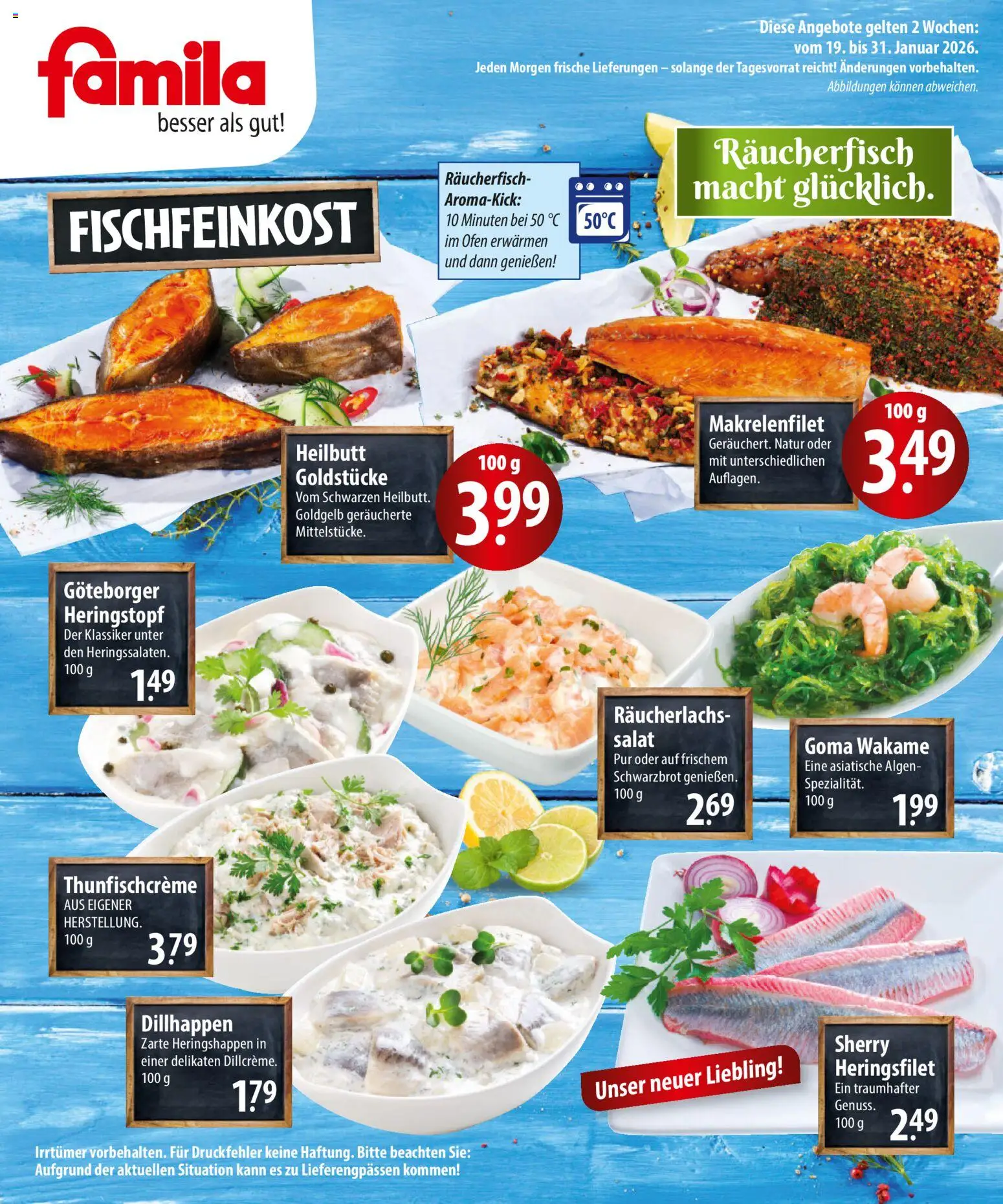 Famila  Fischmarkt – gültig ab 19.01.2026 | Seite: 2 | Produkte: Ofen, Räucherlachs, Salat