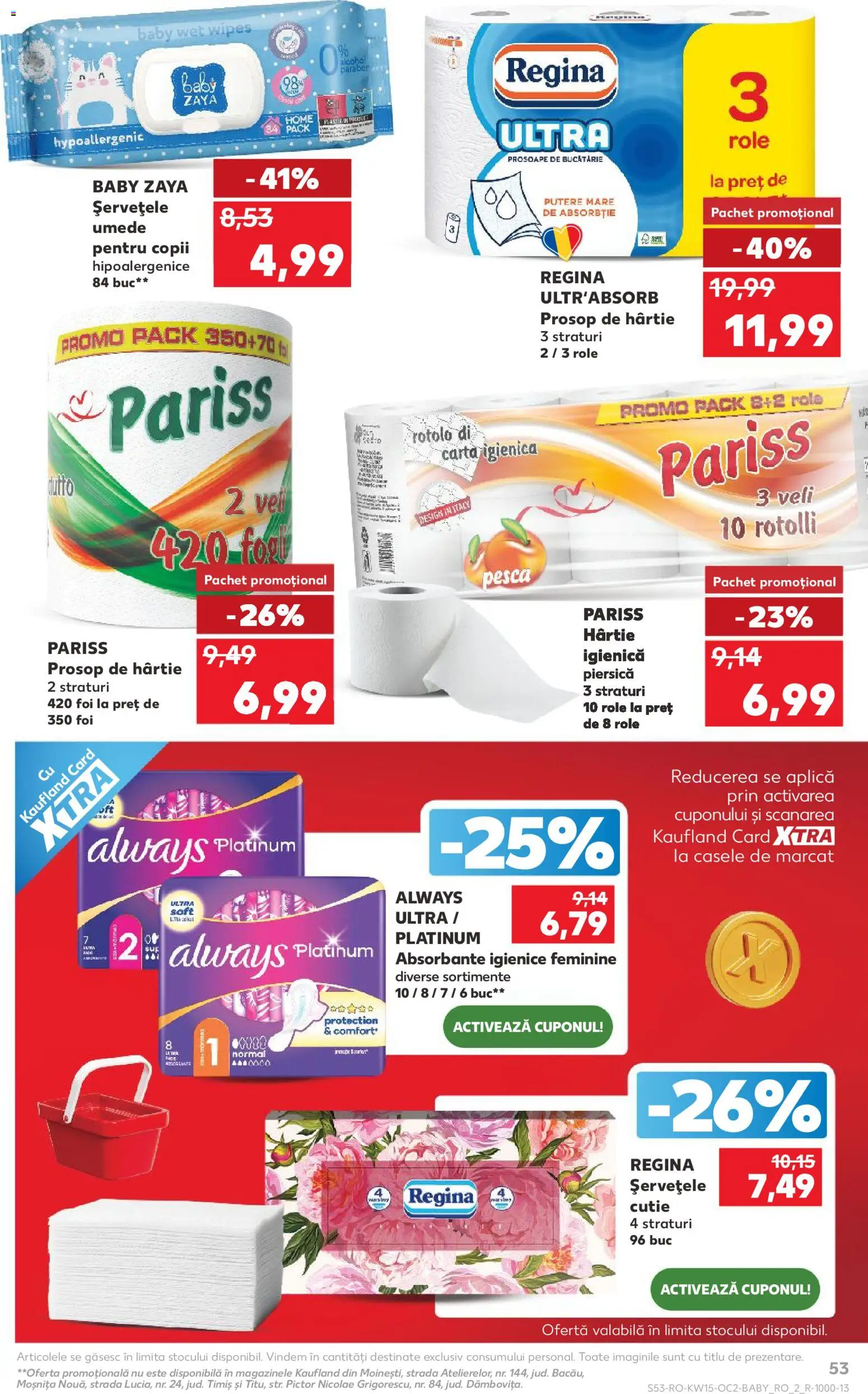 Noul catalog Kaufland – valabil de la 08.04.2026 | Pagină: 53 | Produse: Piersică, Prosoape de bucătărie, Role, Absorbante